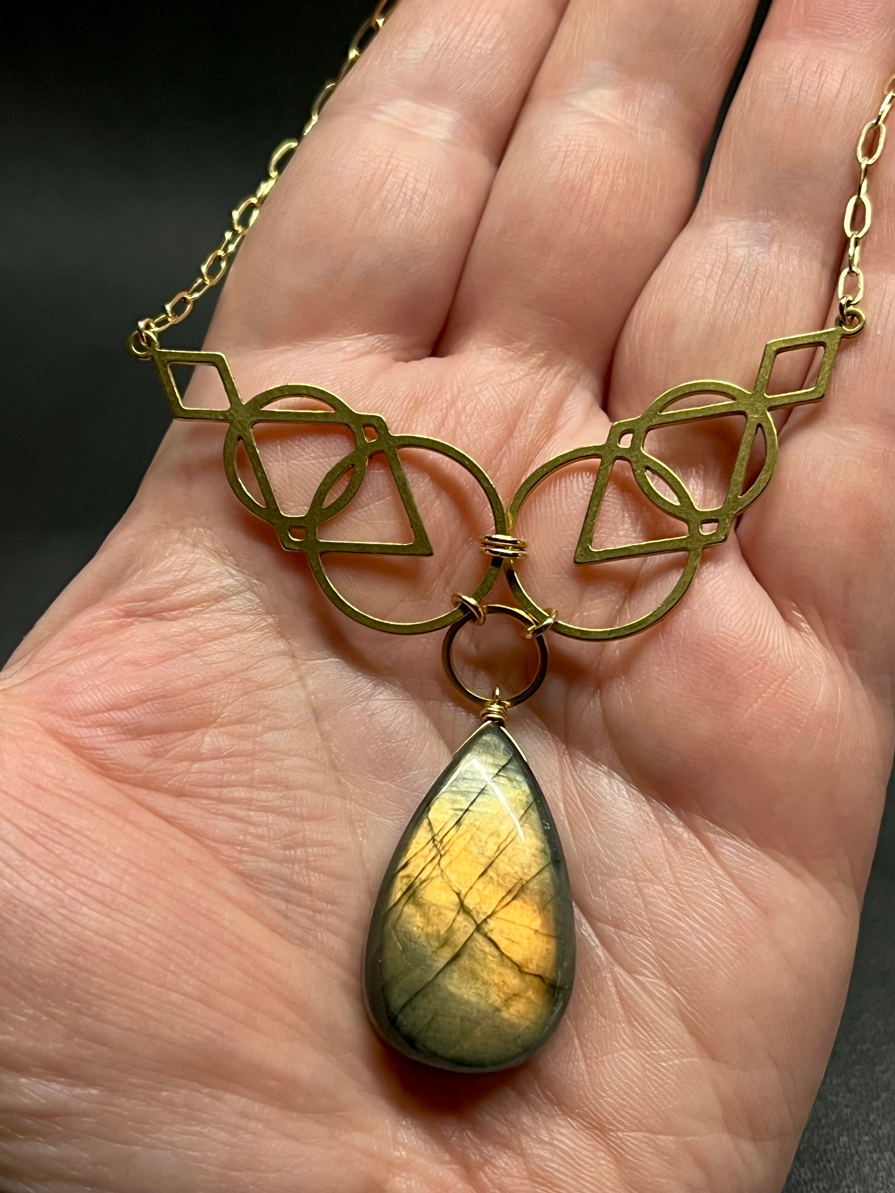 •AEON• golden labradorite + gold necklace (16"-18")