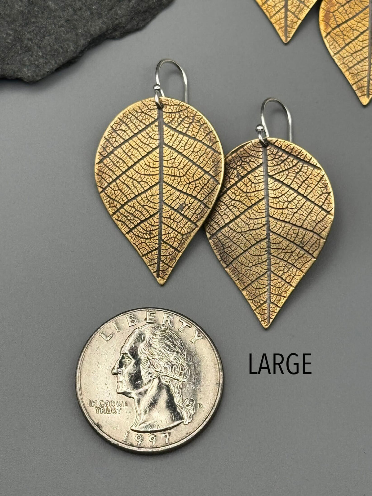 •LEAF• mixed metal dangle earrings