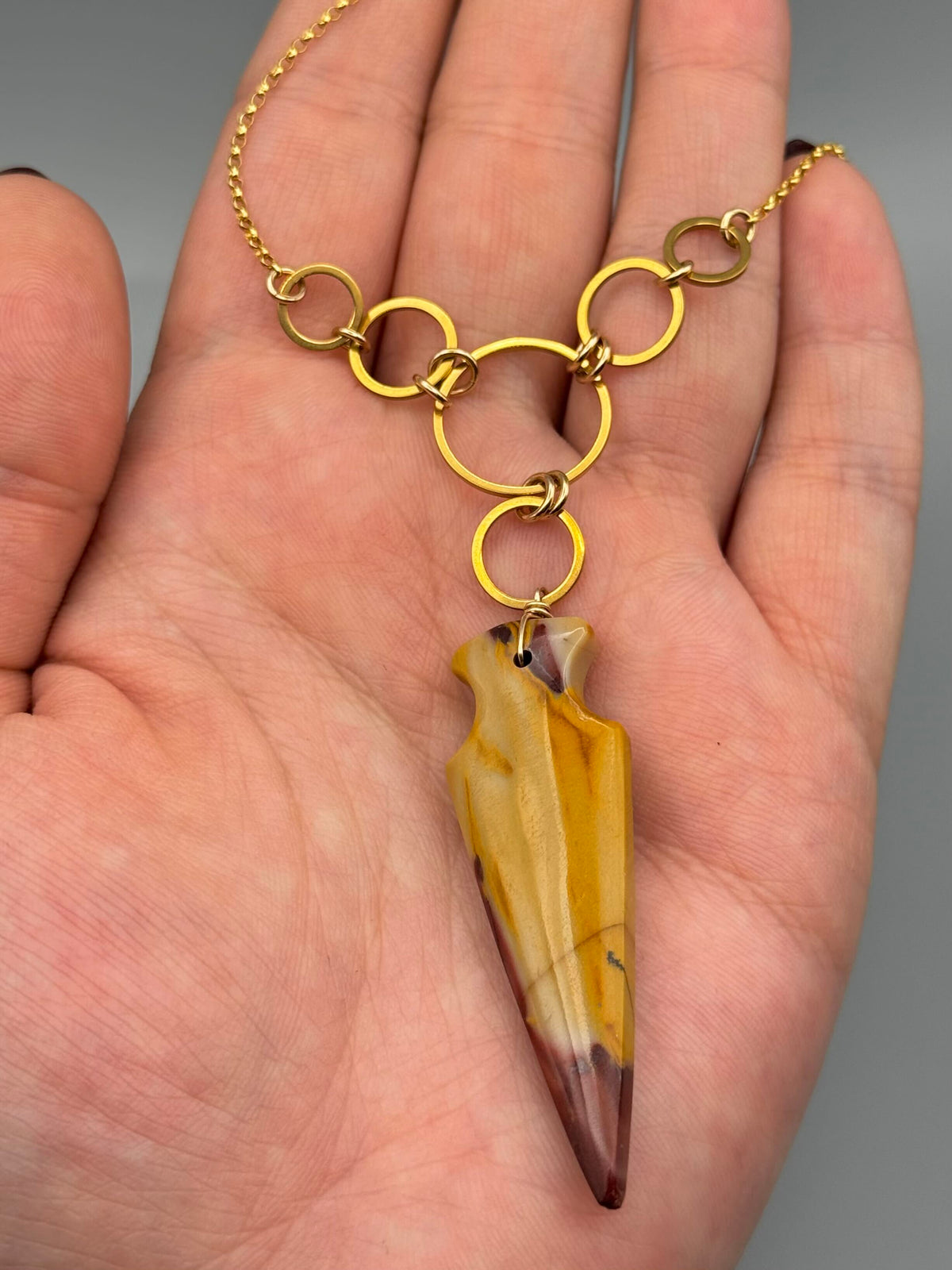 •UNION• mookaite arrowhead + gold necklace (17"-19" long)