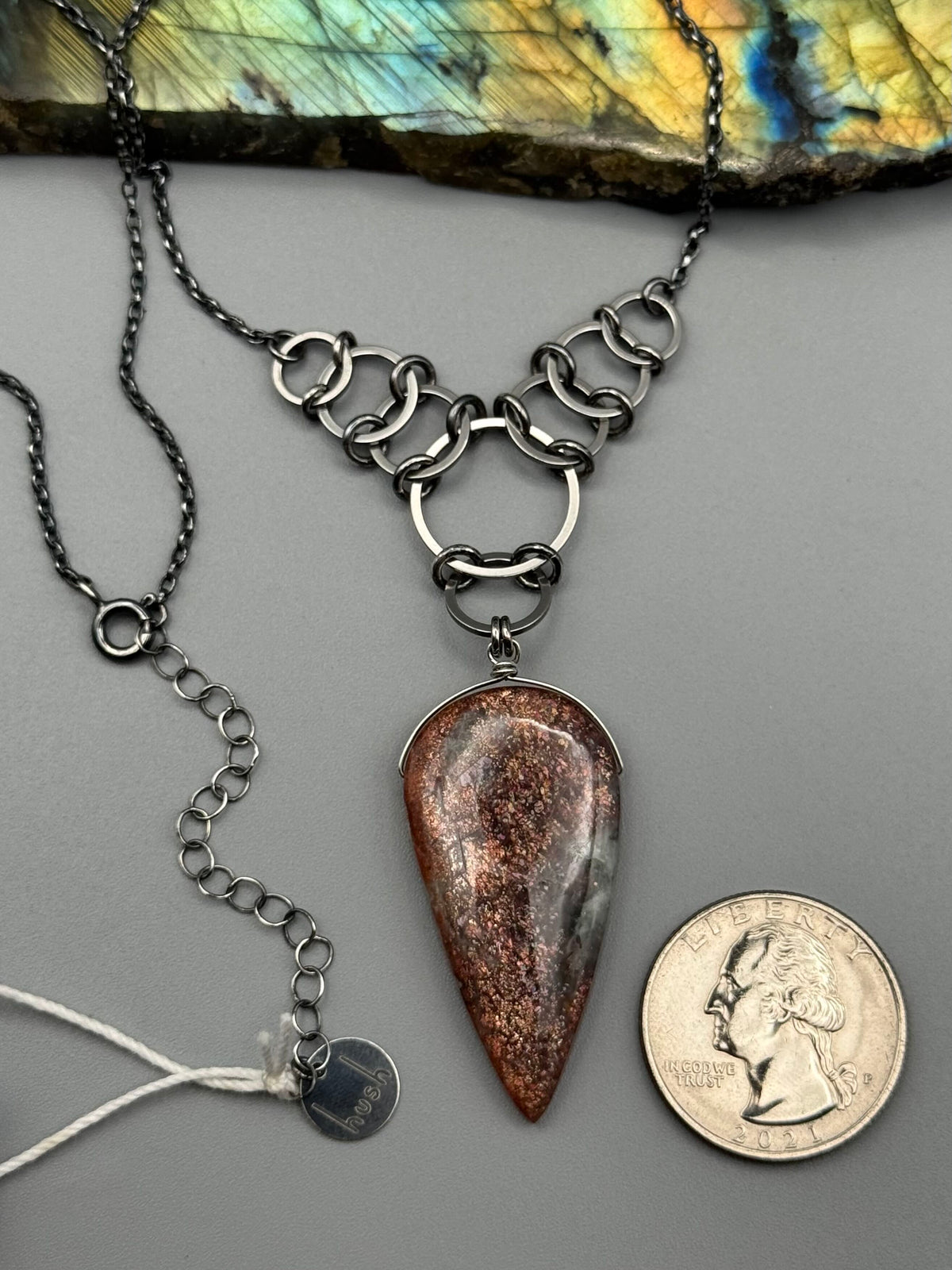 •EOWYN• purple haze sunstone + silver necklace (17"-19" long)