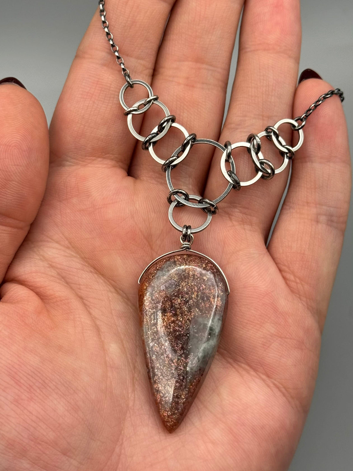 •EOWYN• purple haze sunstone + silver necklace (17"-19" long)