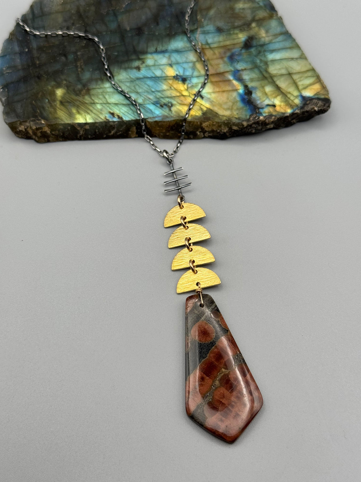 •INVOKE• alamos obsidian + mixed metal necklace (16"-18" long)