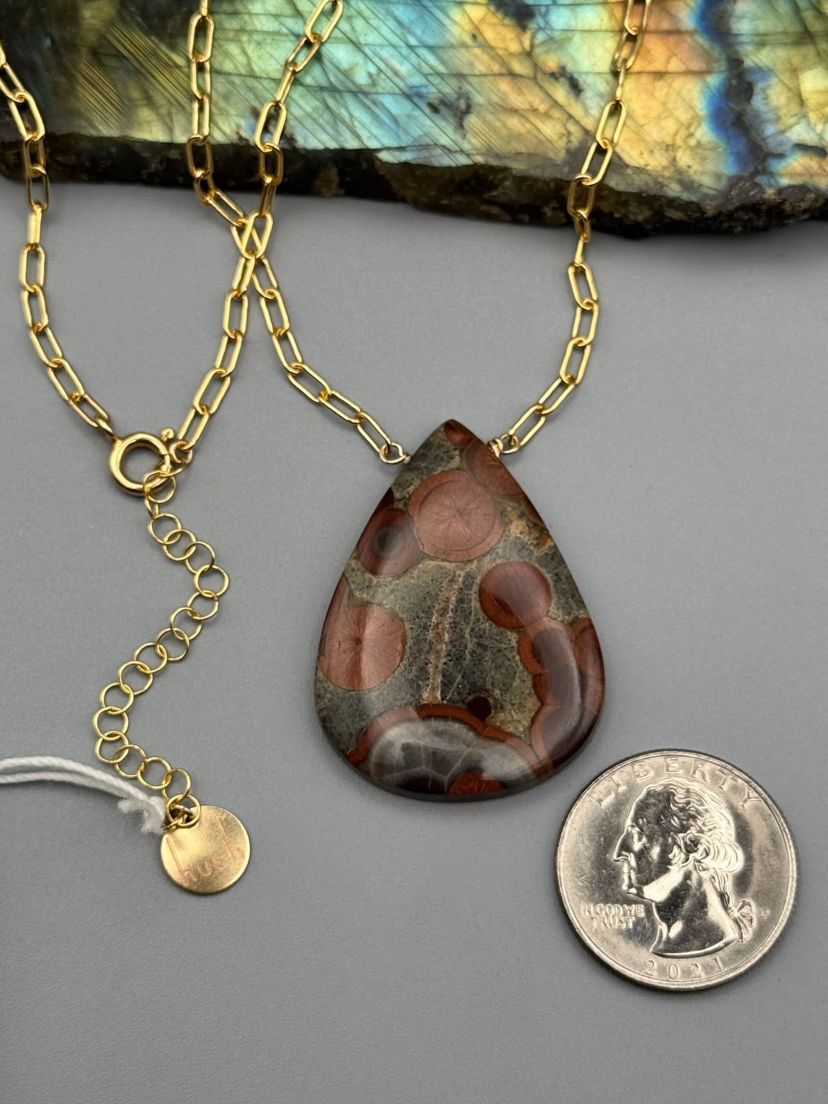 •AEON• alamos obsidian + gold necklace (17"-19" long)