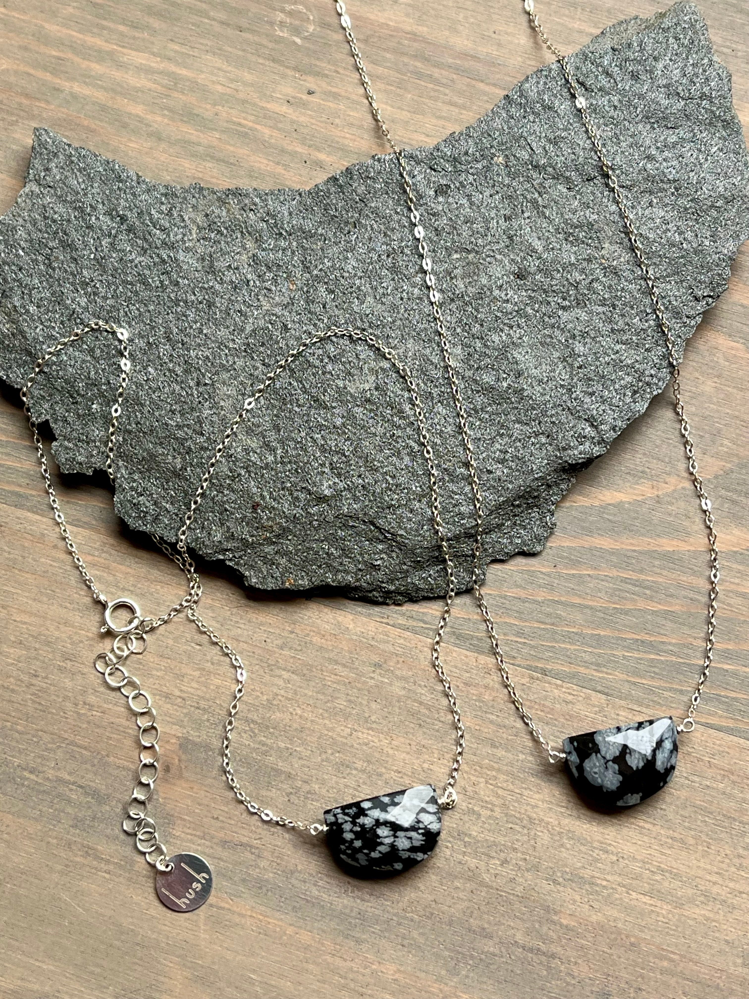 •STRAY• snowflake obsidian + silver necklace