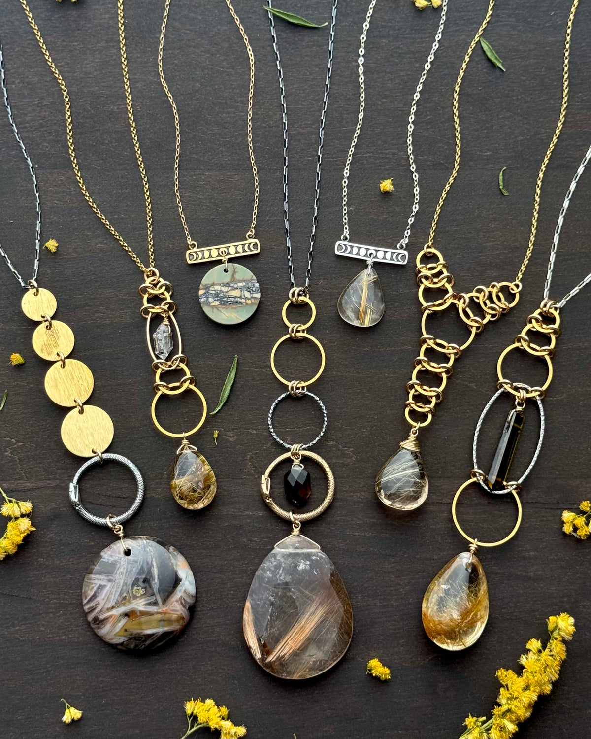 •NYX• red creek jasper + gold necklace (17"-19" long)