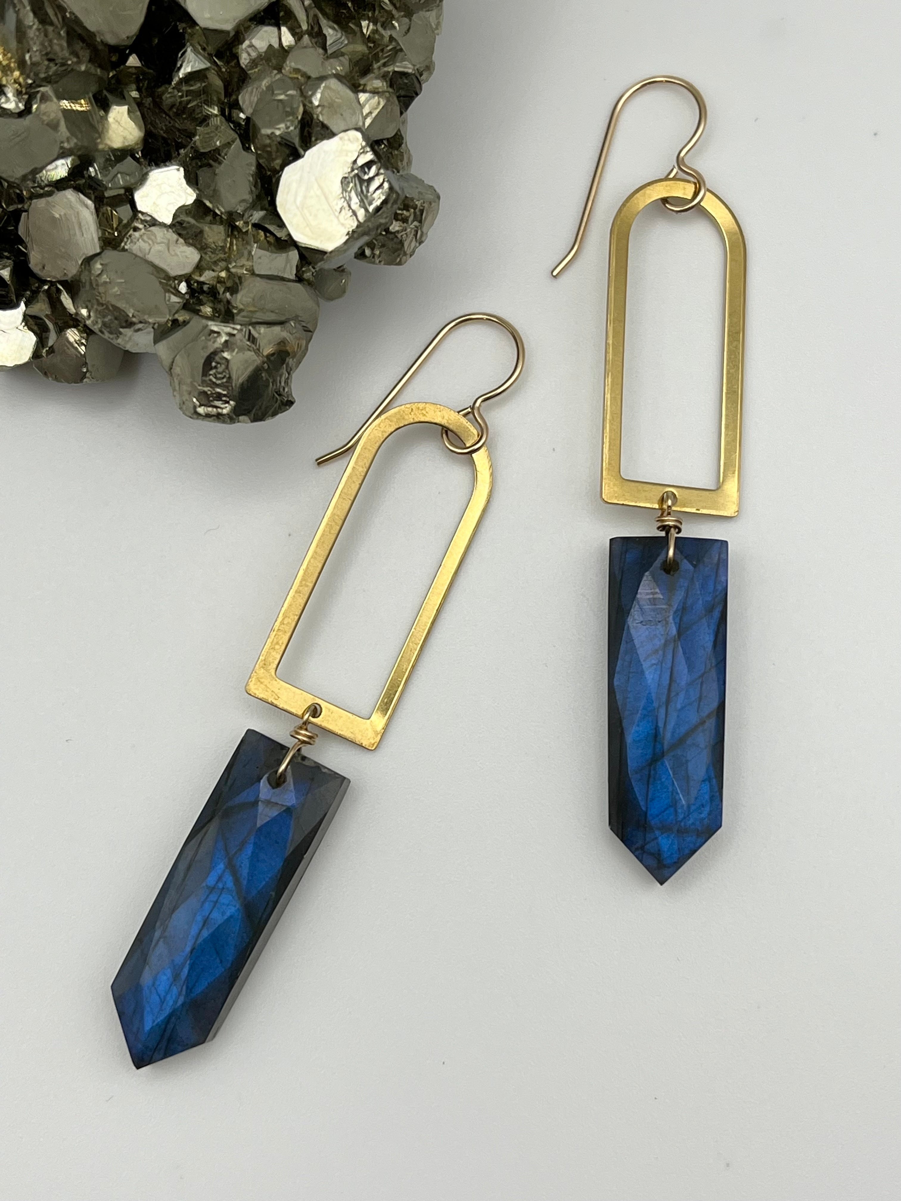 •PORTAL POINT• labradorite + mixed metal dangle earrings