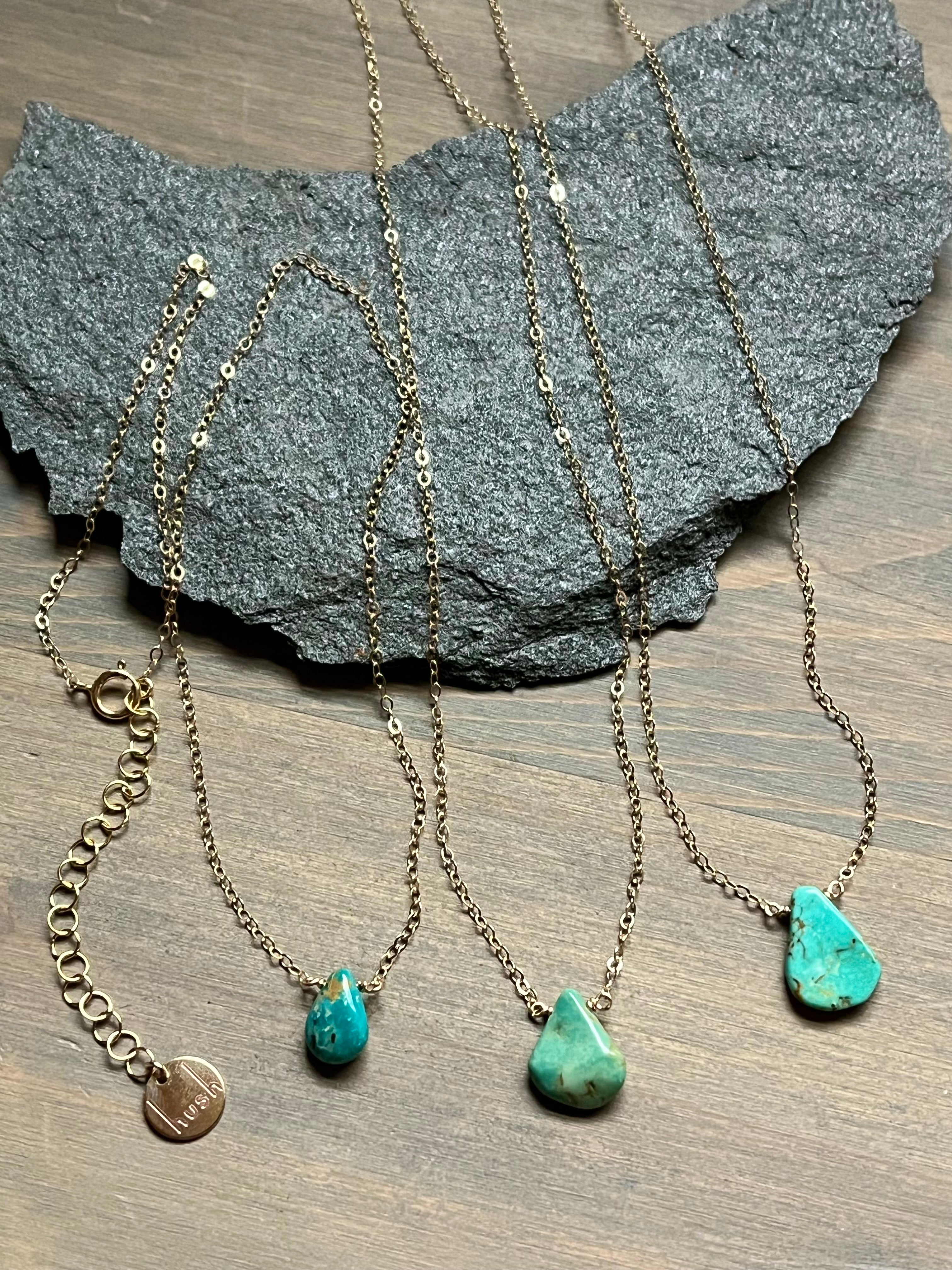 •STRAY• turquoise teardrop + gold necklace