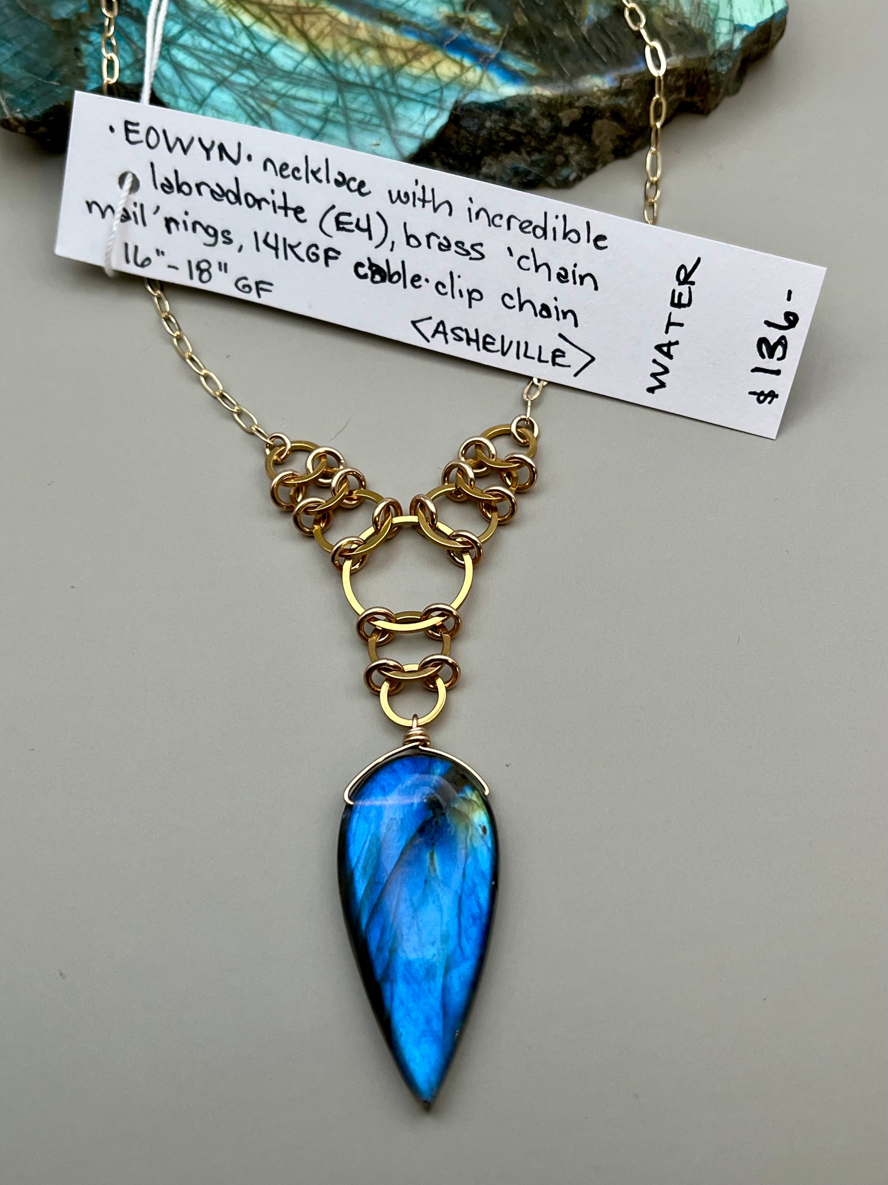 •EOWYN• labradorite spear tear + gold necklace (16"-18" long)