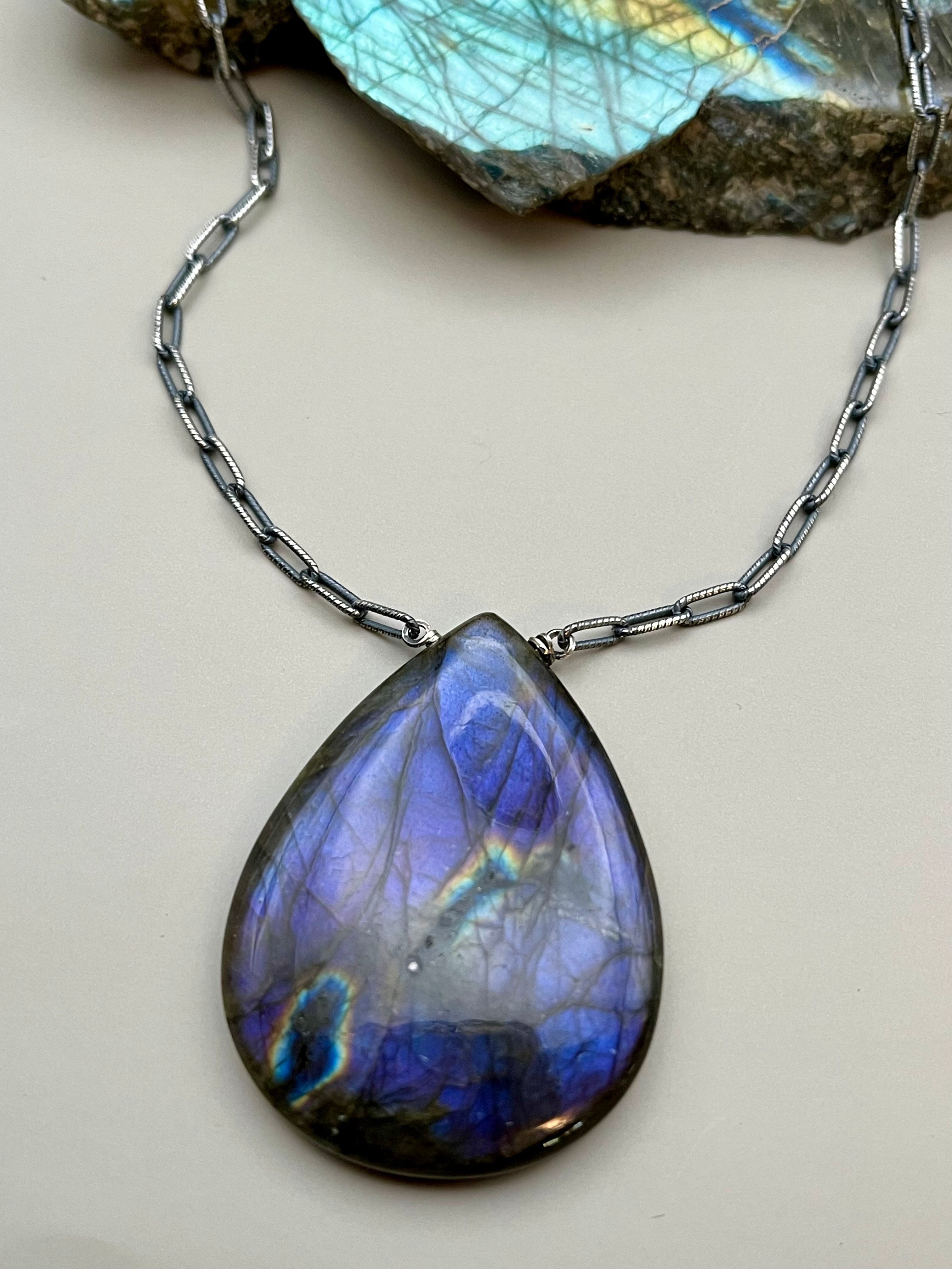 •AEON• labradorite + silver necklace (18"-20" long)