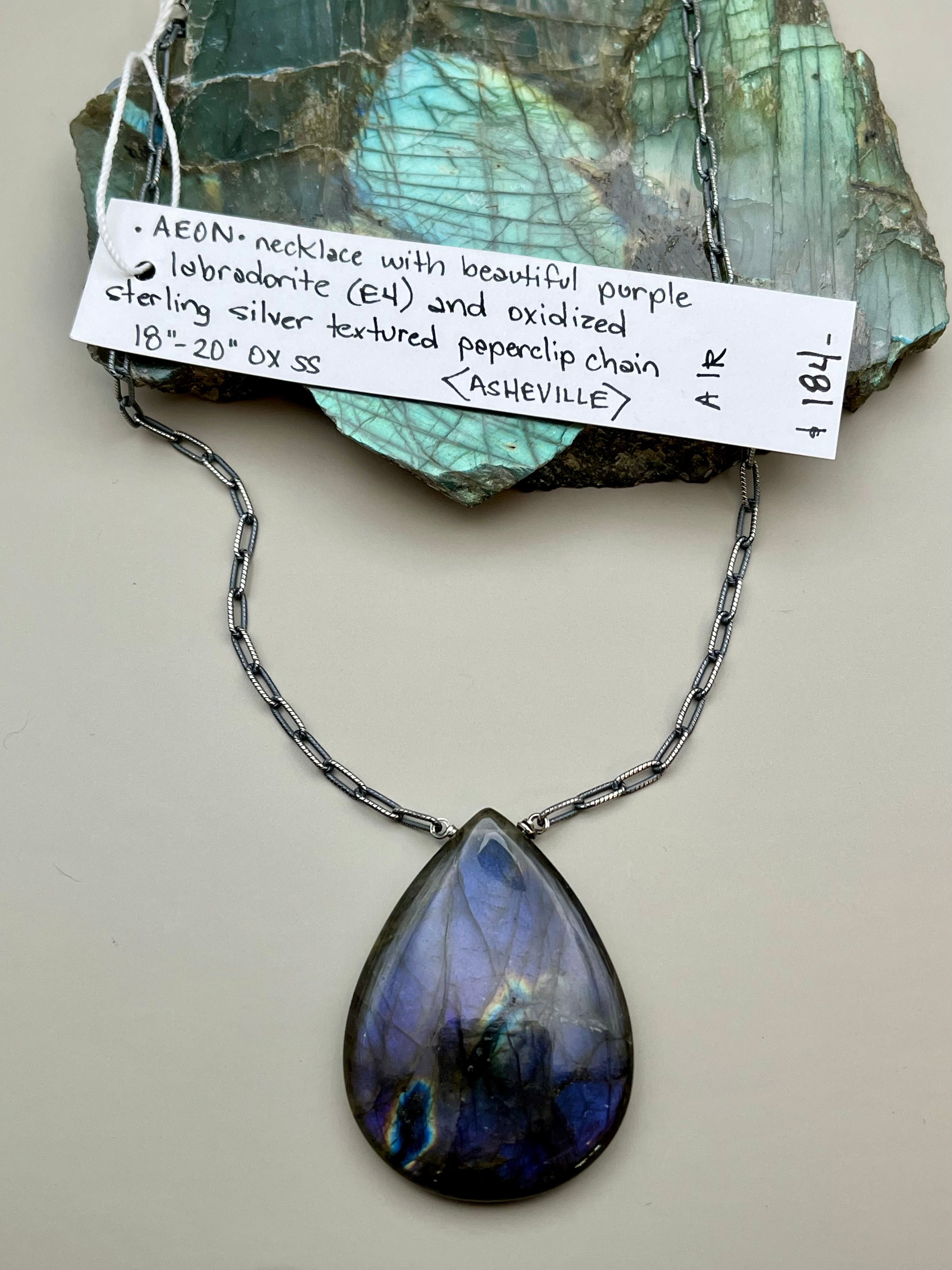 •AEON• labradorite + silver necklace (18"-20" long)