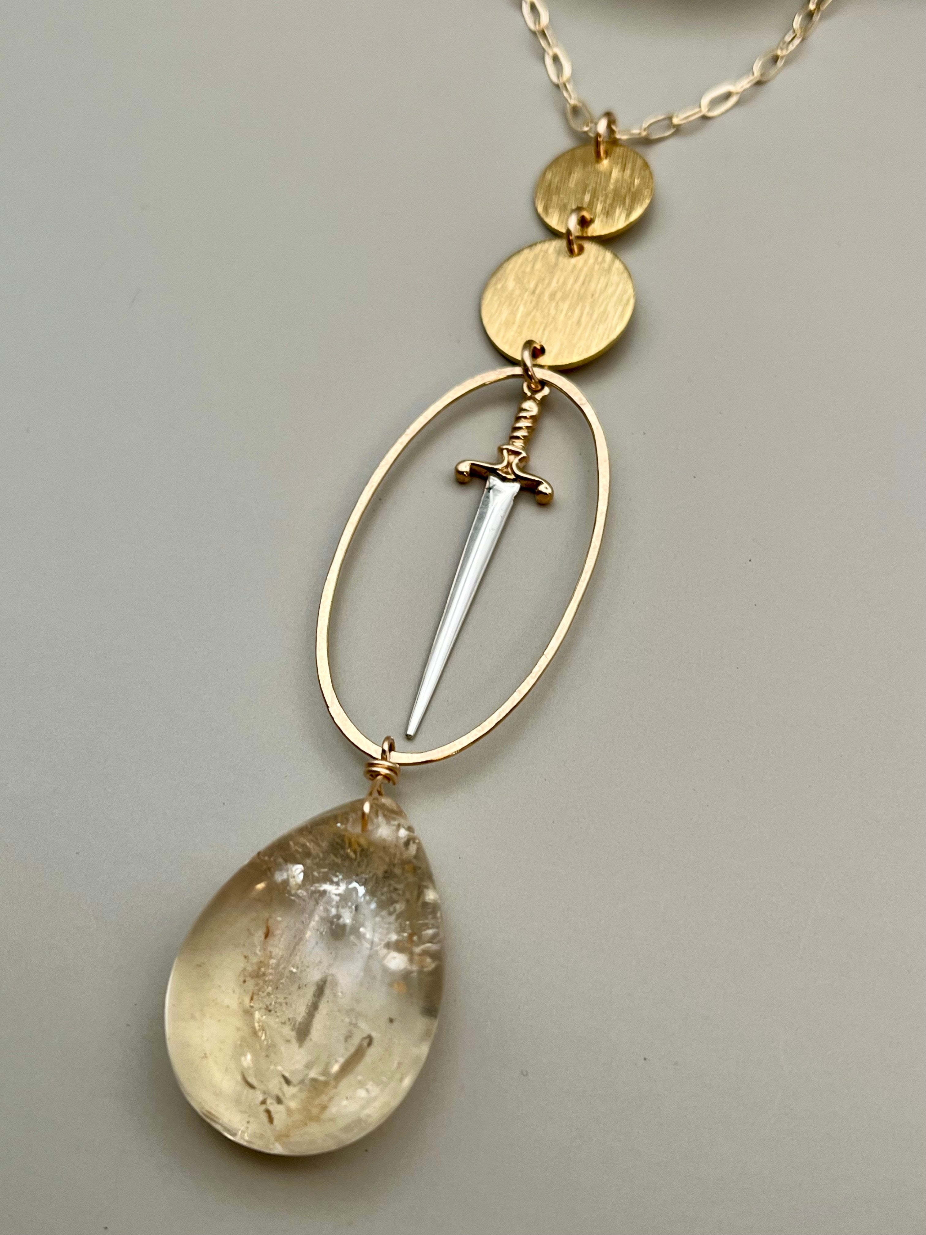 •NYX• citrine + mixed metal necklace (26"-28" long)