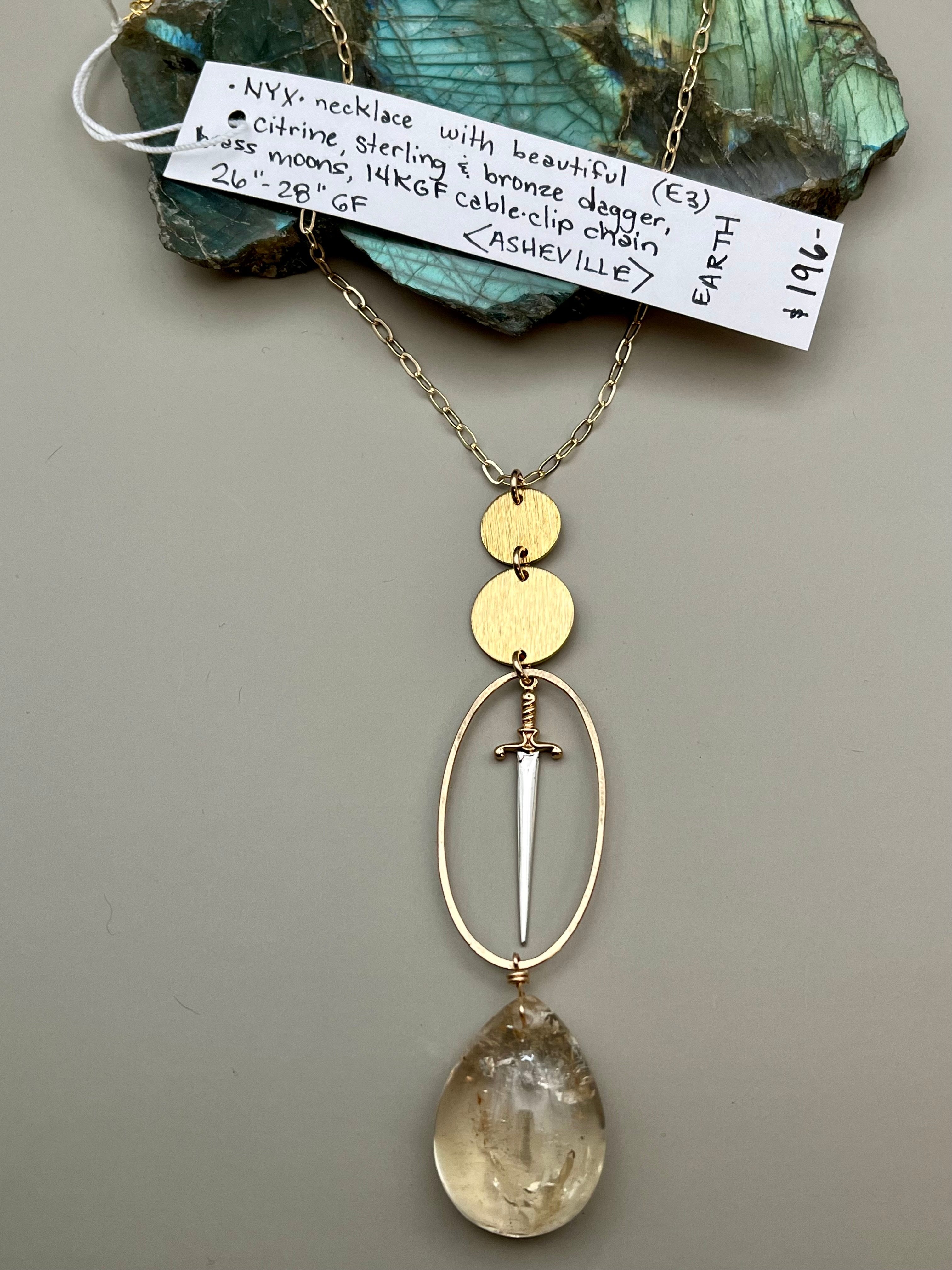 •NYX• citrine + mixed metal necklace (26"-28" long)