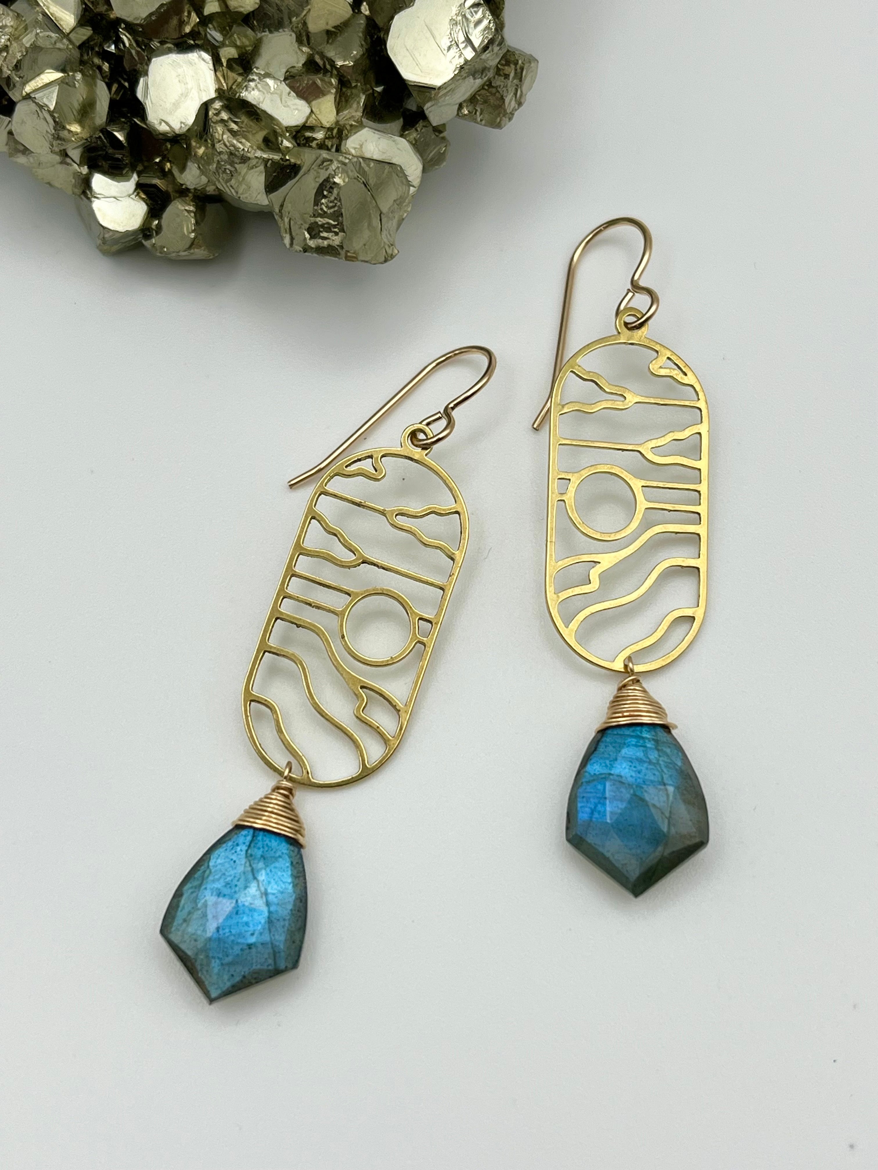 •FULL MOON COVE• labradorite + mixed metal dangle earrings