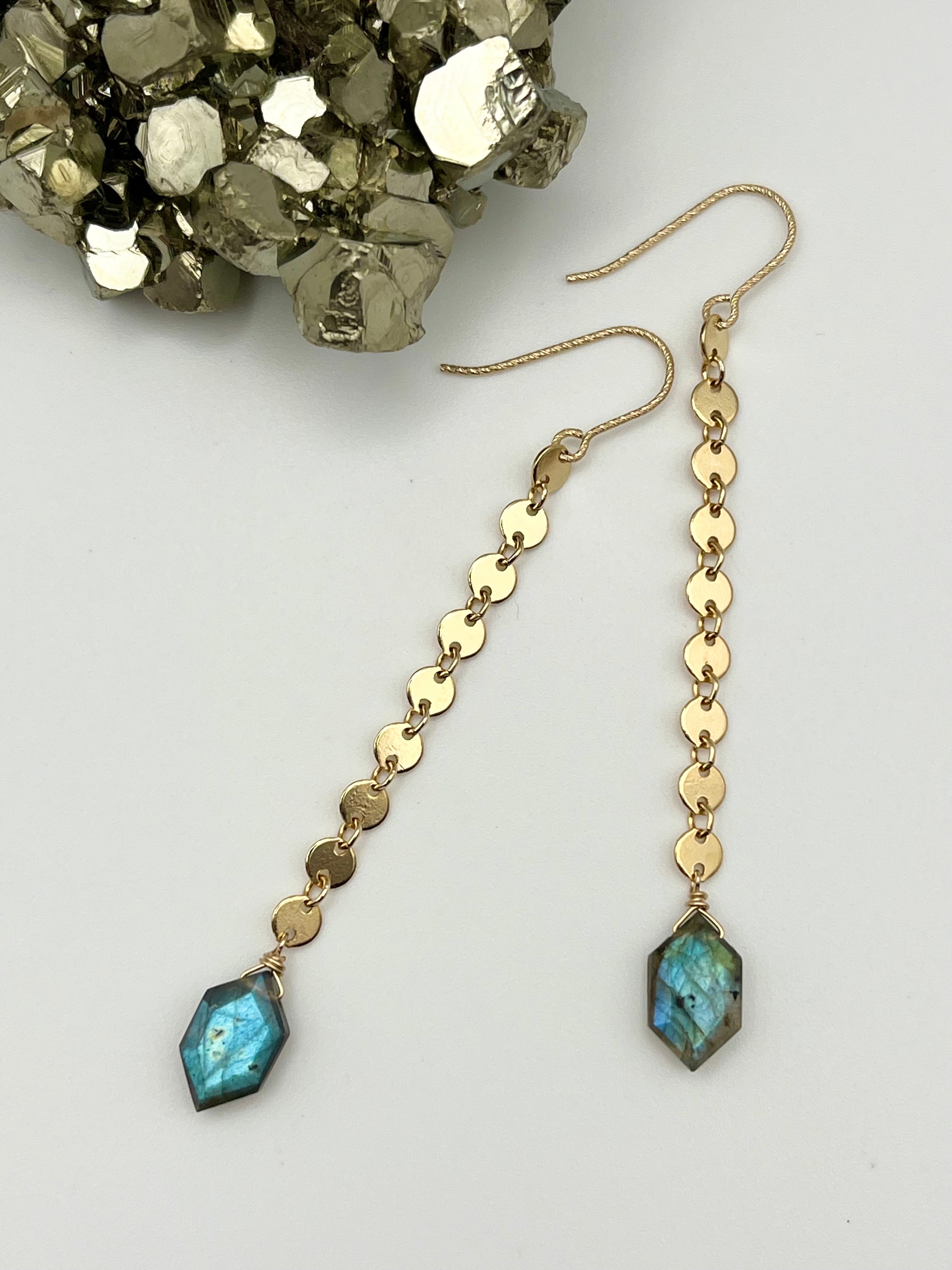 •MANY MOONS• labradorite + gold dangle earrings