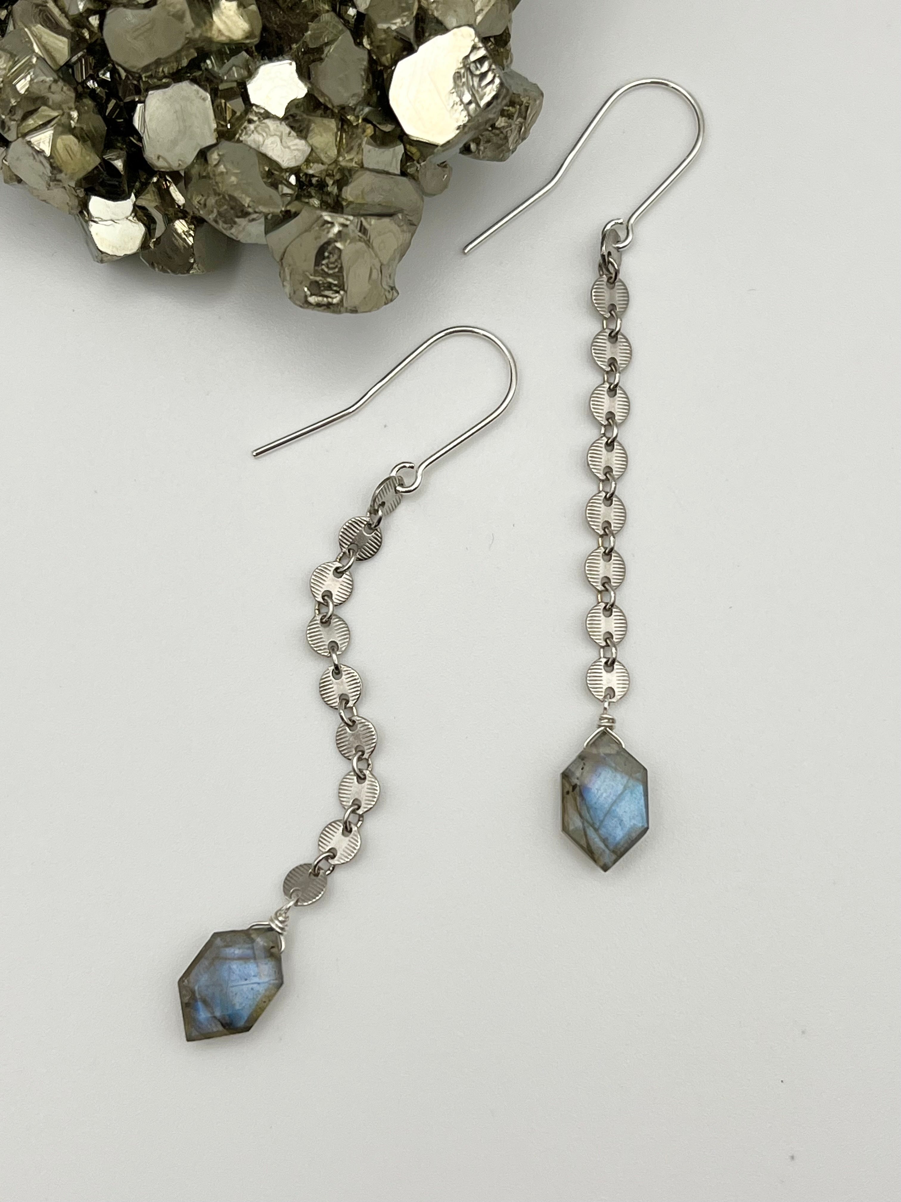 •MANY MOONS• labradorite + silver dangle earrings