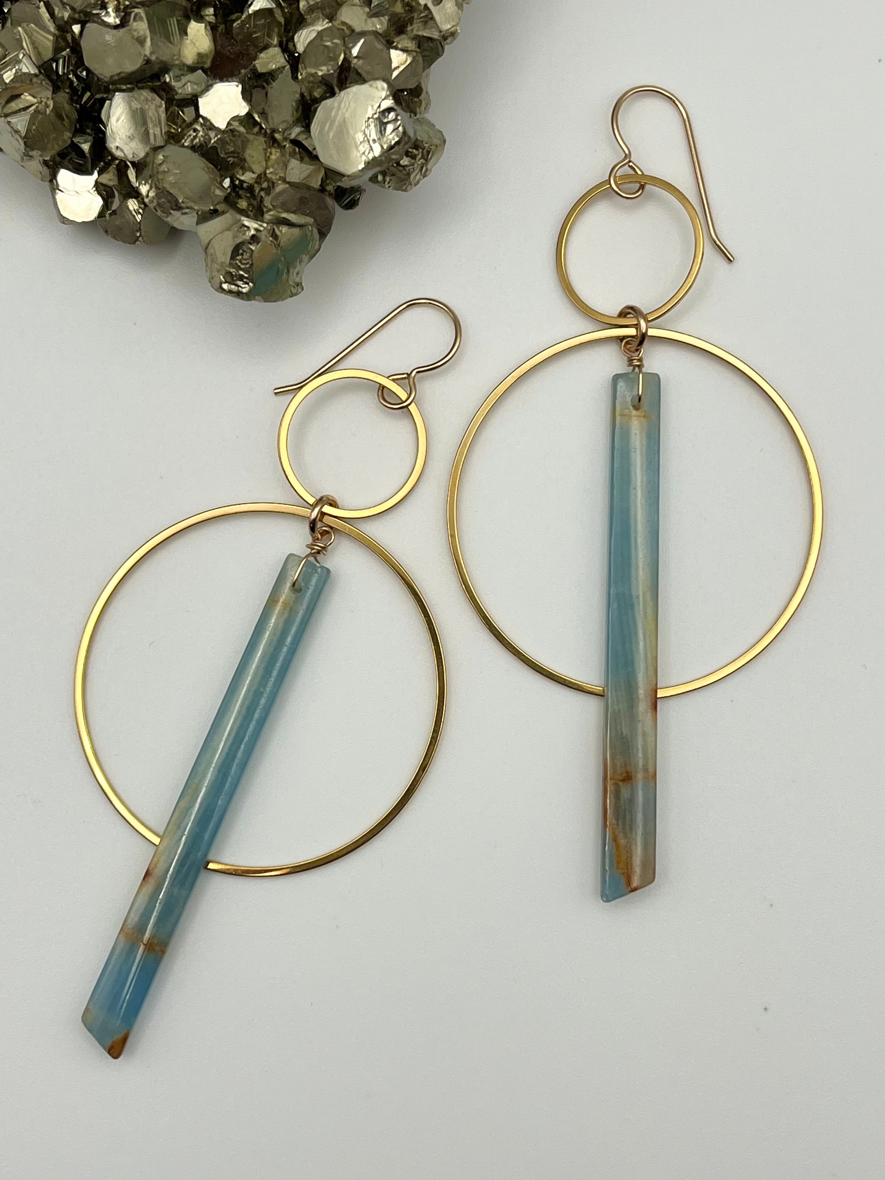 •EQUA-ORBIT• calcite + mixed metal dangle earrings