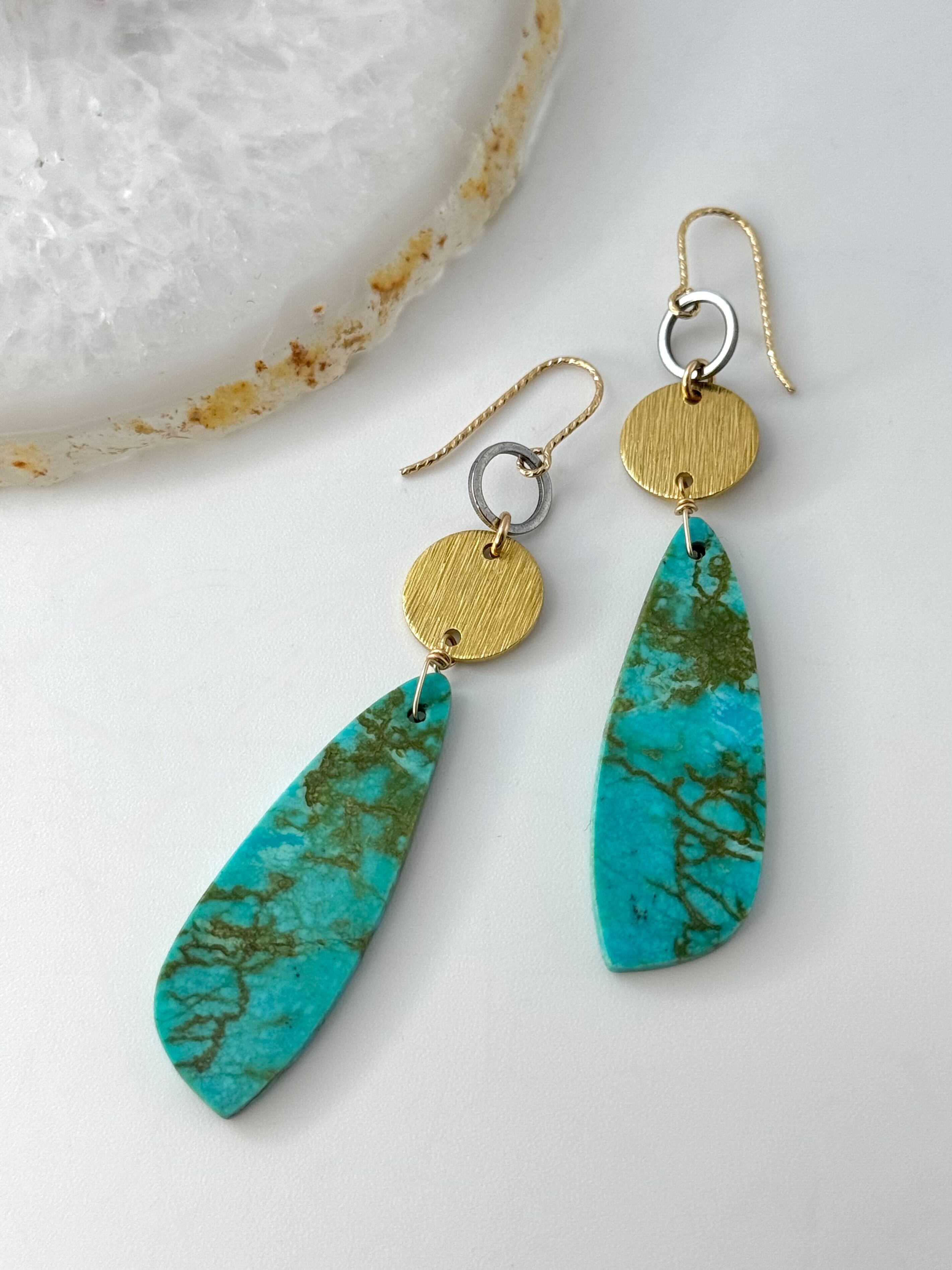 •NYX• nevada turquoise + mixed metal dangle earrings