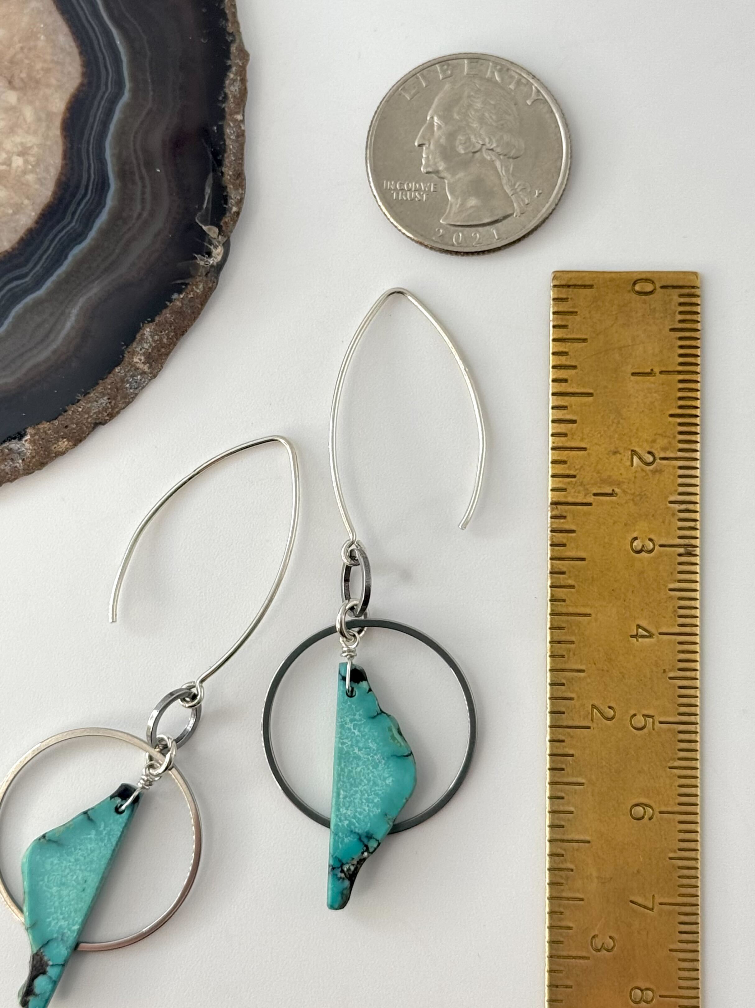 •EQUA-ORBIT• nevada turquoise + silver dangle earrings