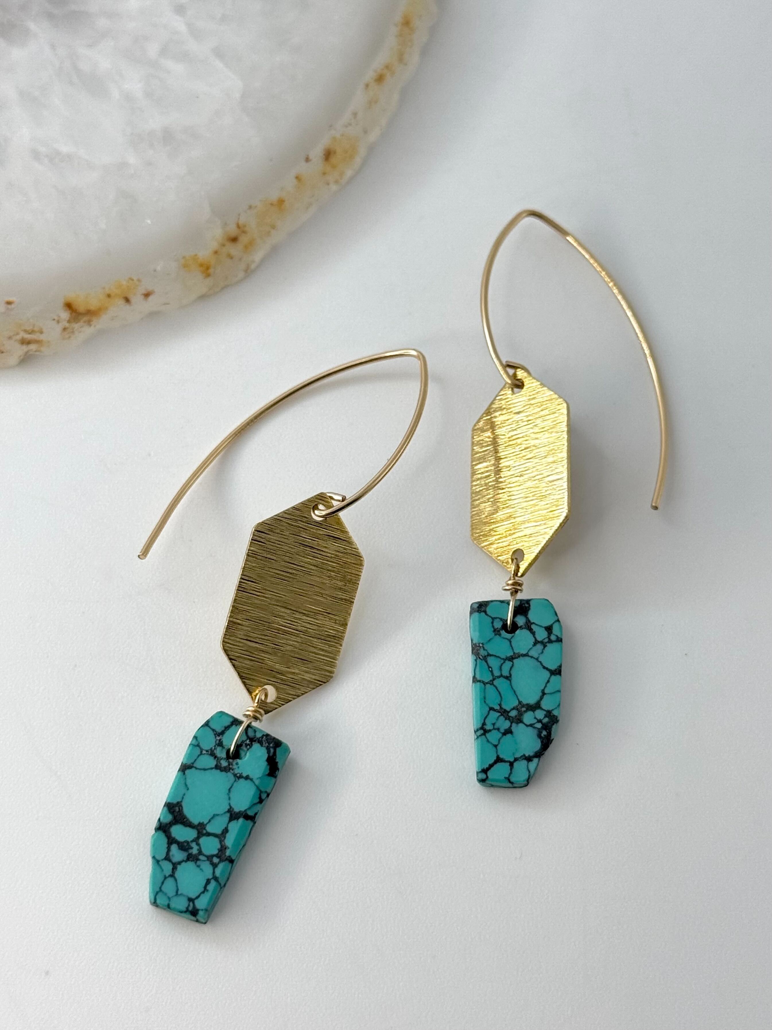 •HEX• turquoise + gold dangle earrings