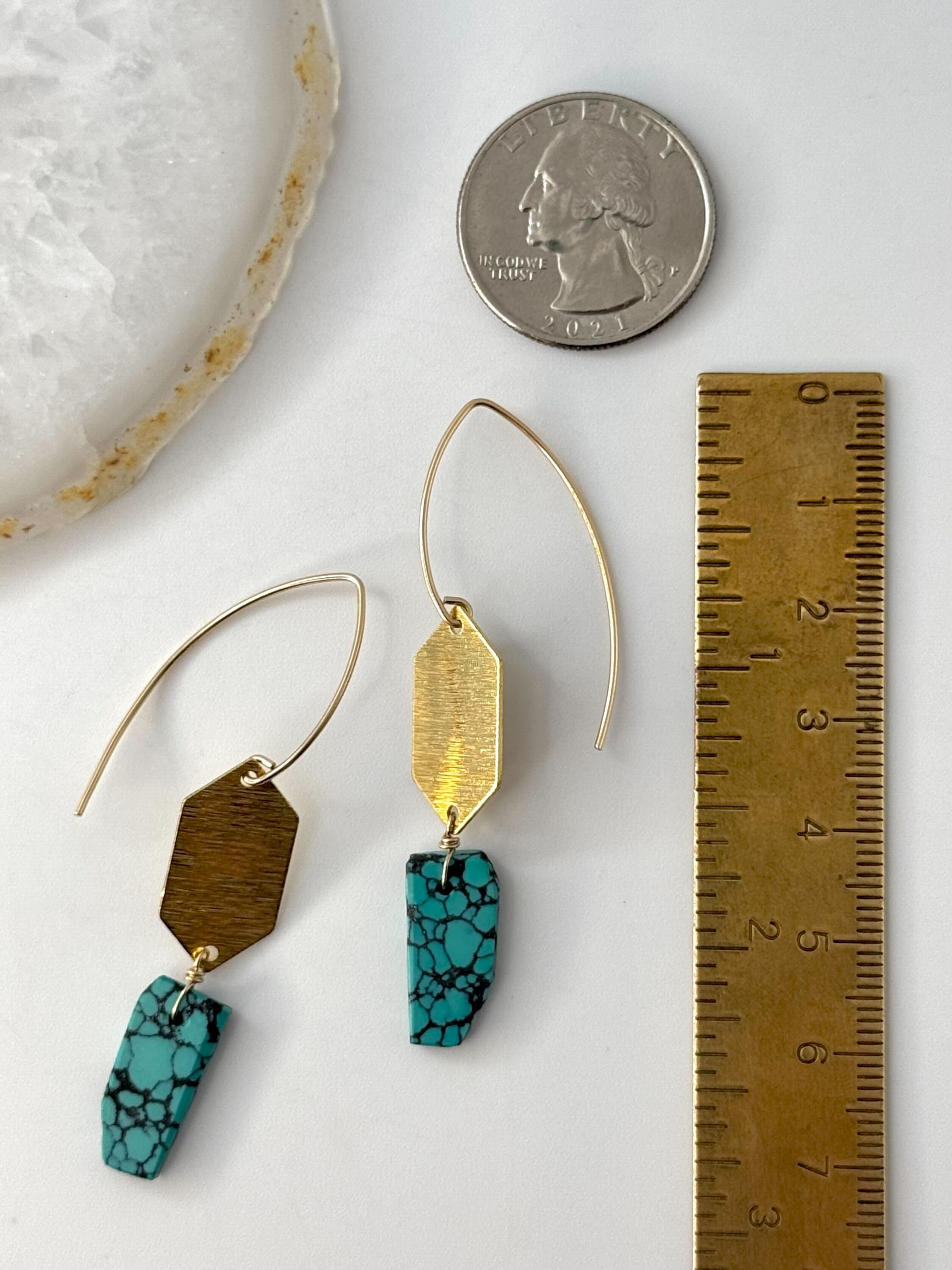 •HEX• turquoise + gold dangle earrings