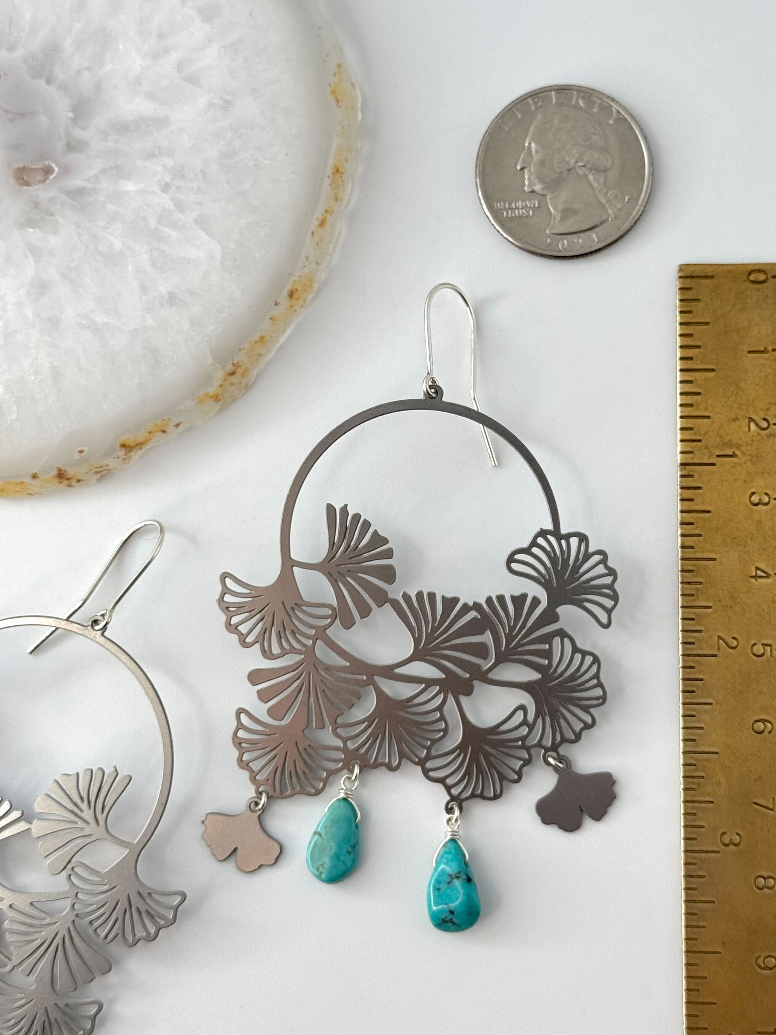 •GINKGO• turquoise + silver dangle earrings