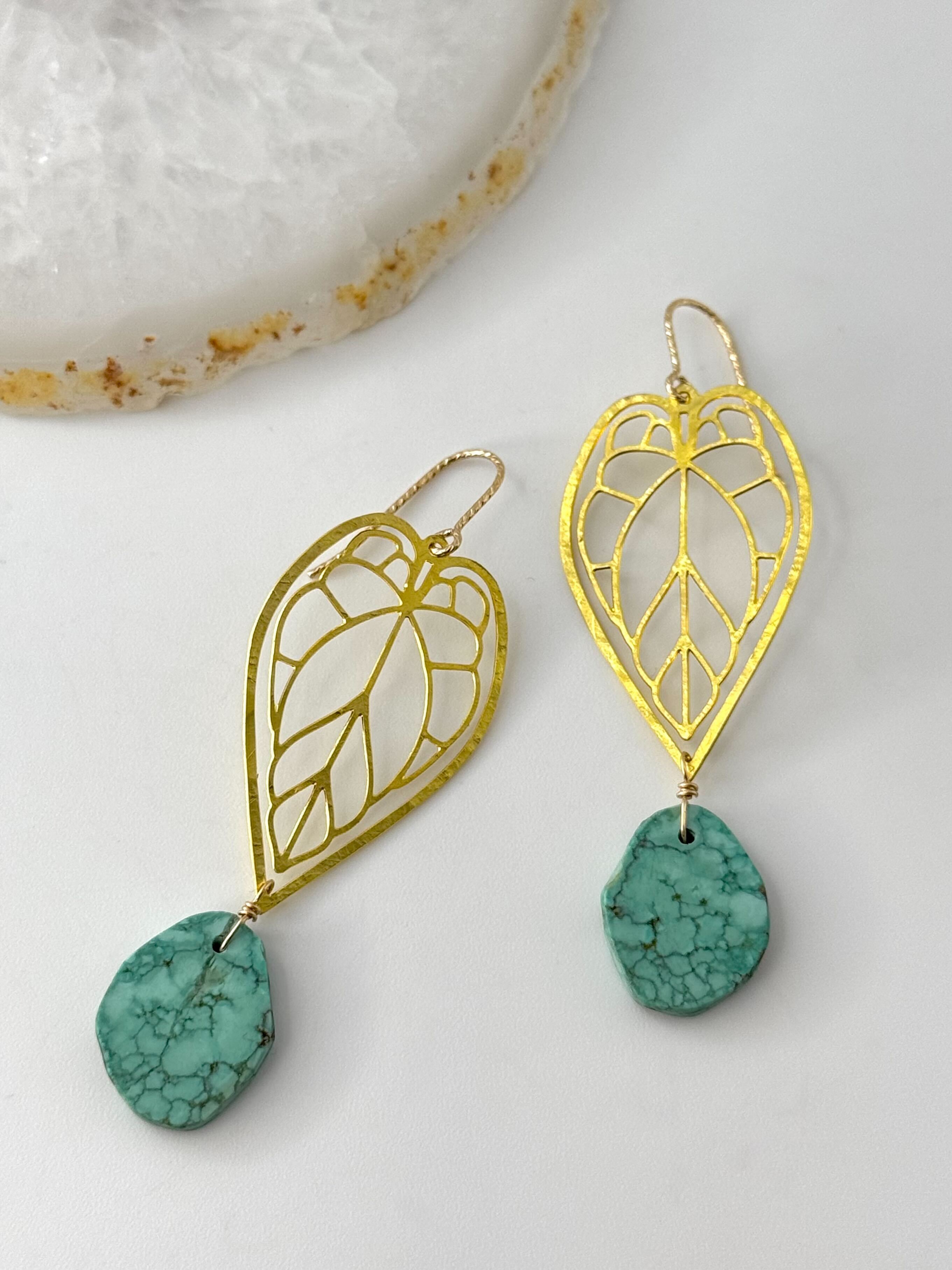 •PHILO• nevada turquoise + gold dangle earrings