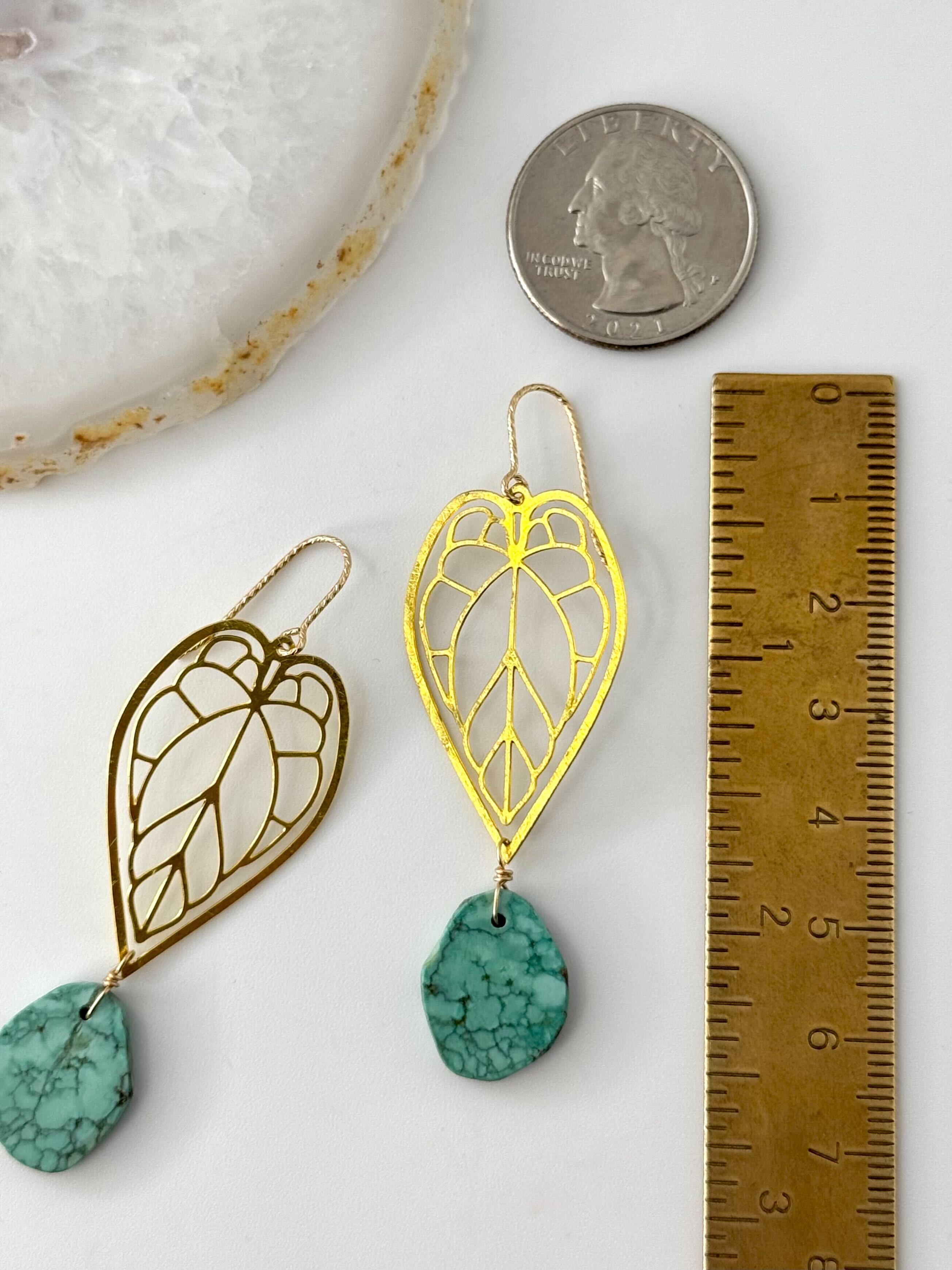 •PHILO• nevada turquoise + gold dangle earrings