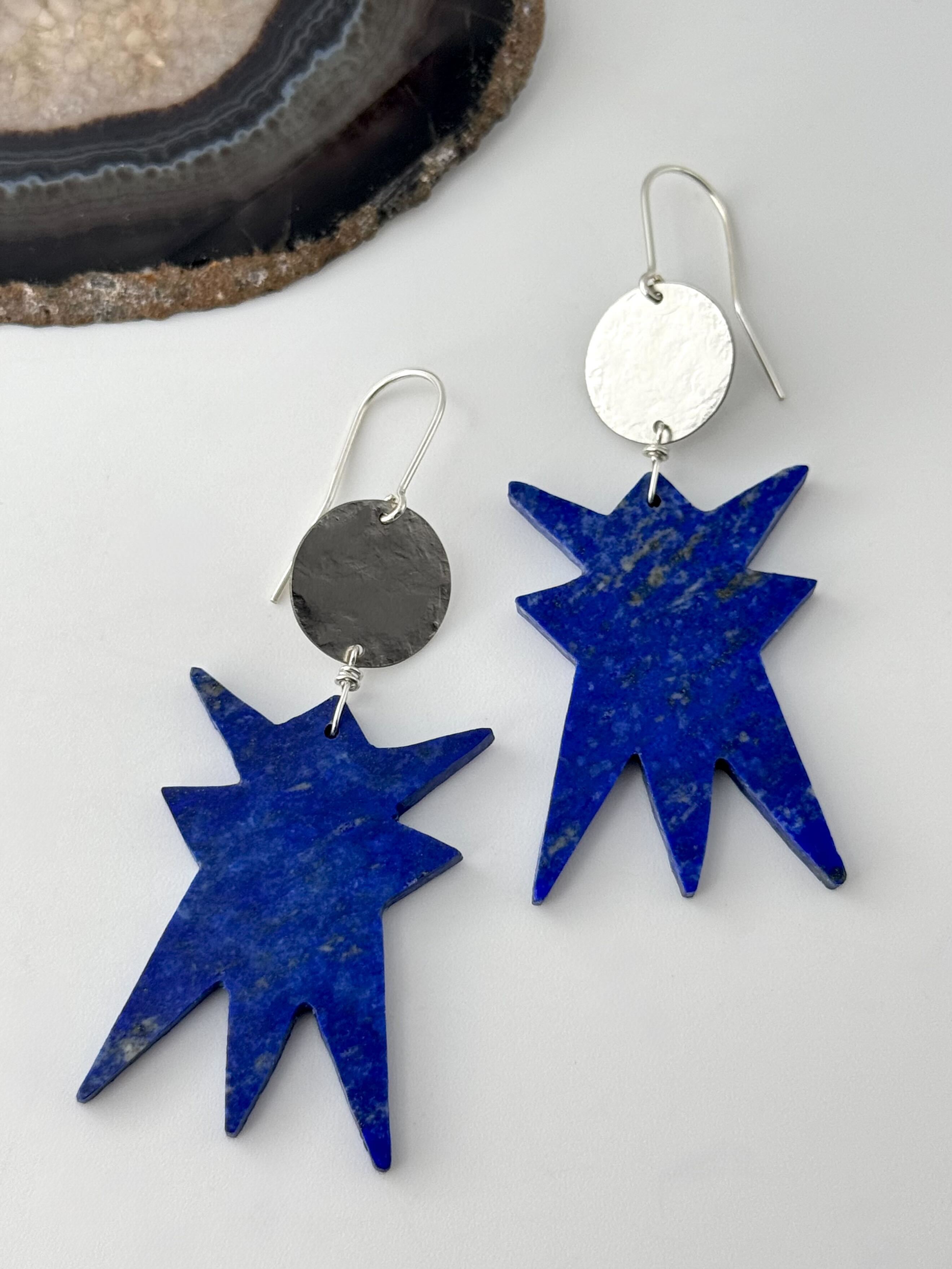 •LUNA• lapis + silver dangle earrings