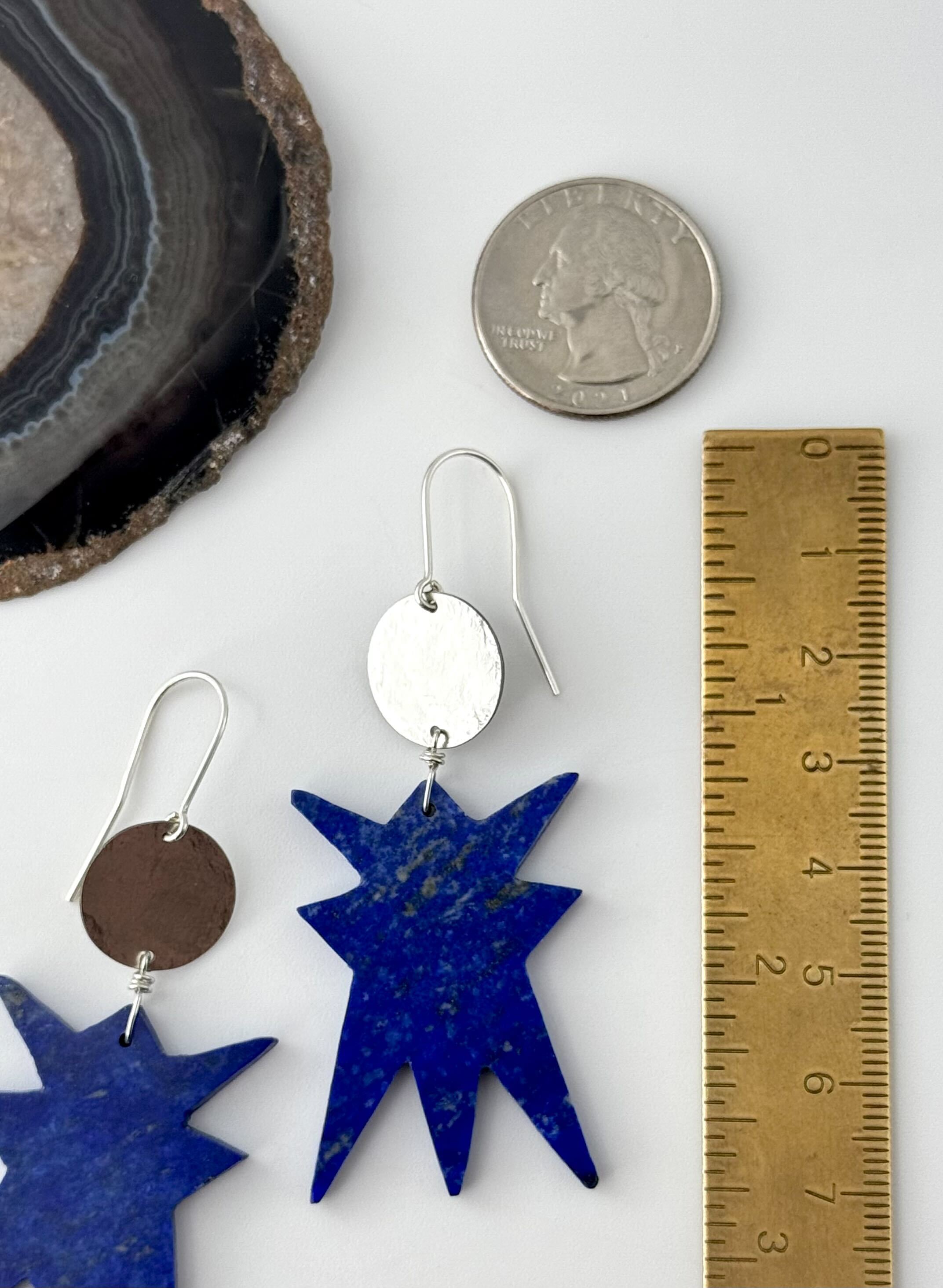 •LUNA• lapis + silver dangle earrings