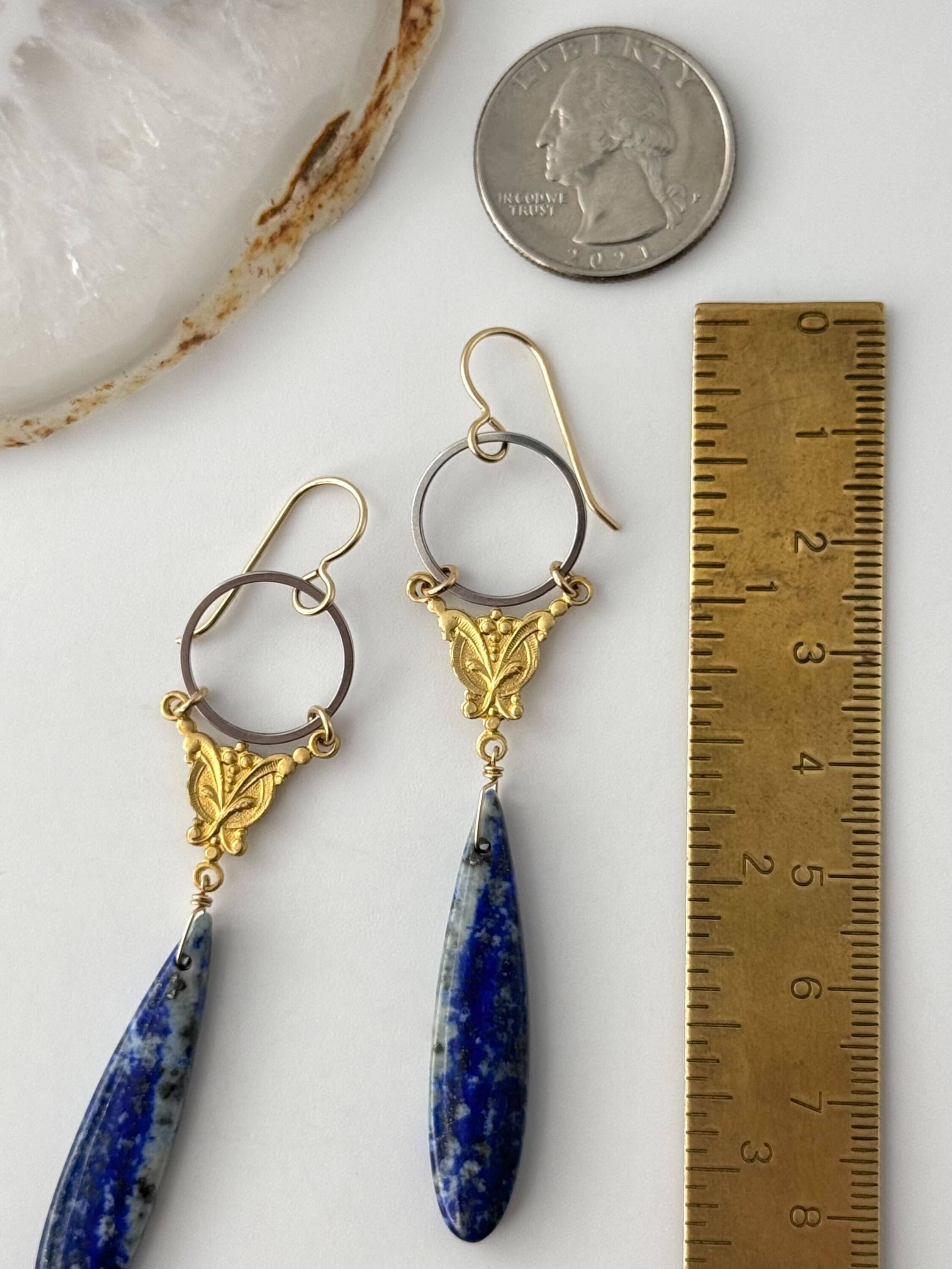 •MIRABEL• lapis + mixed metal dangle earrings