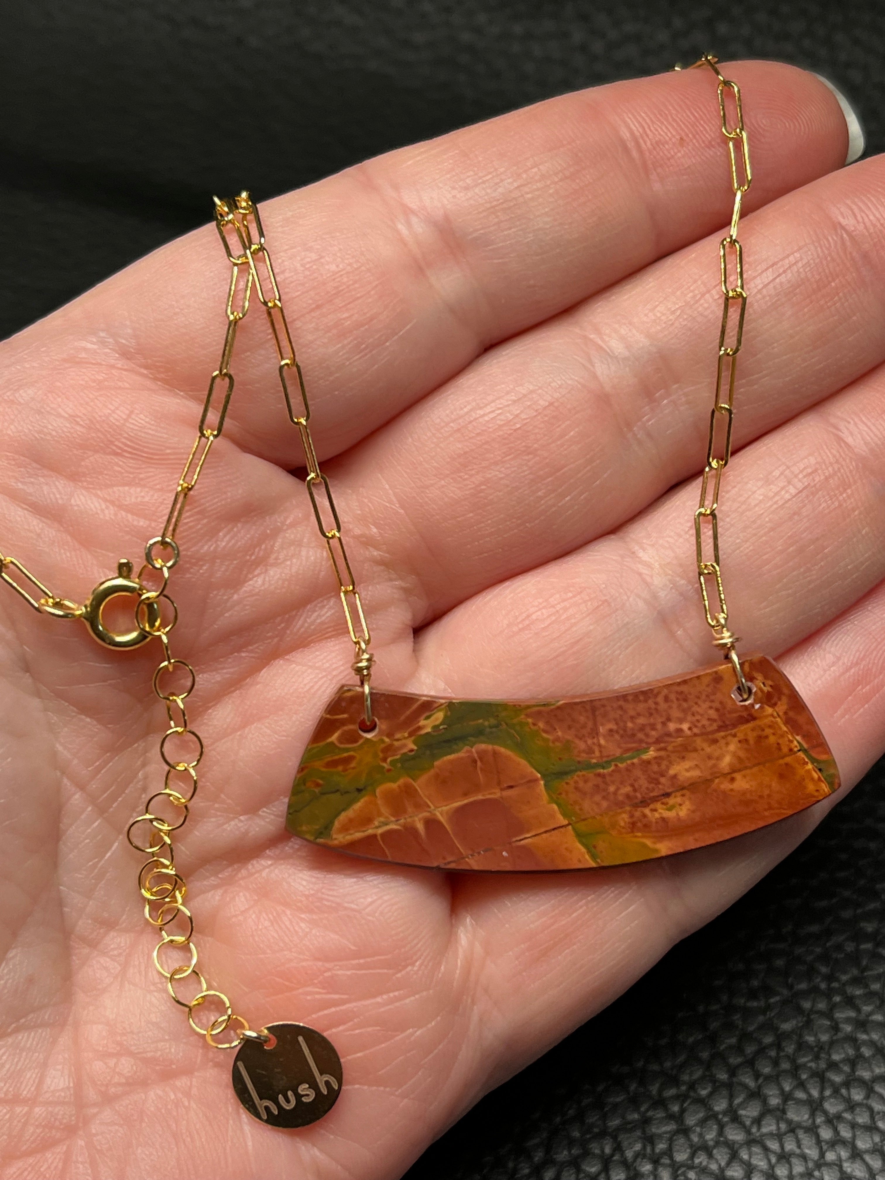 •AEON• red creek jasper + gold necklace (16"-18")