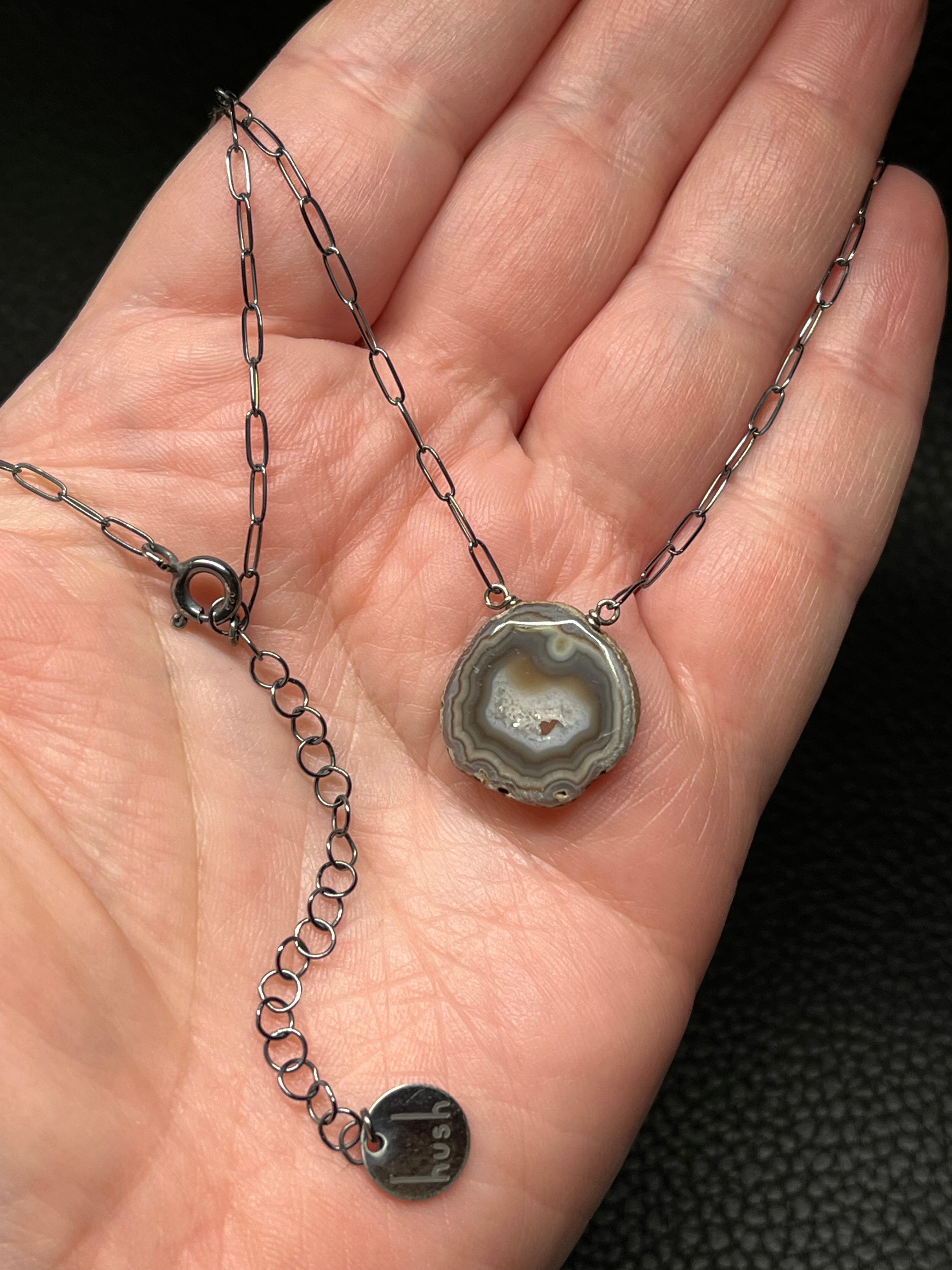 •AEON• agate druzy + oxidized silver necklace (18"-20")