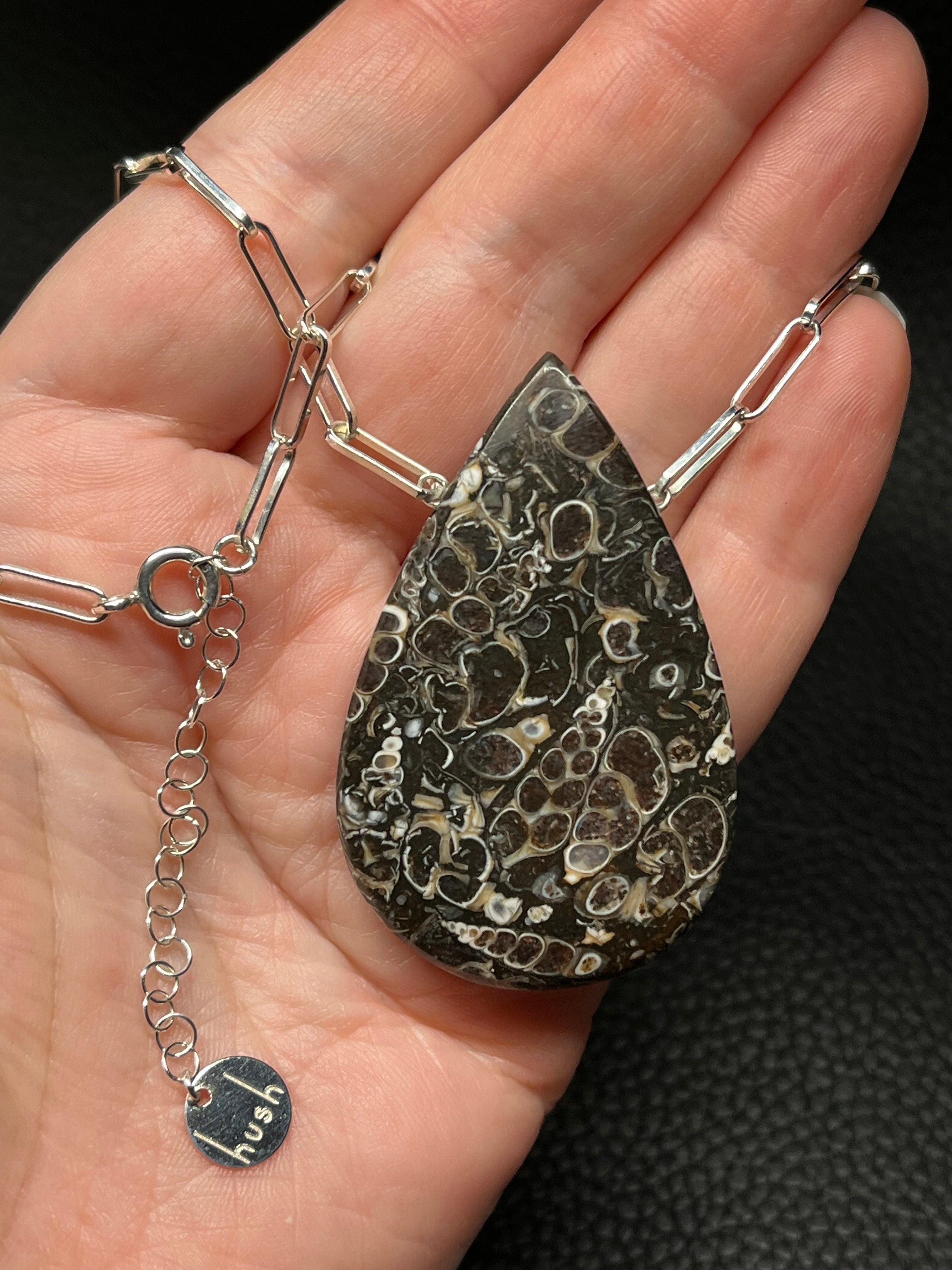 •AEON• turritella fossil + silver necklace (18"-20")