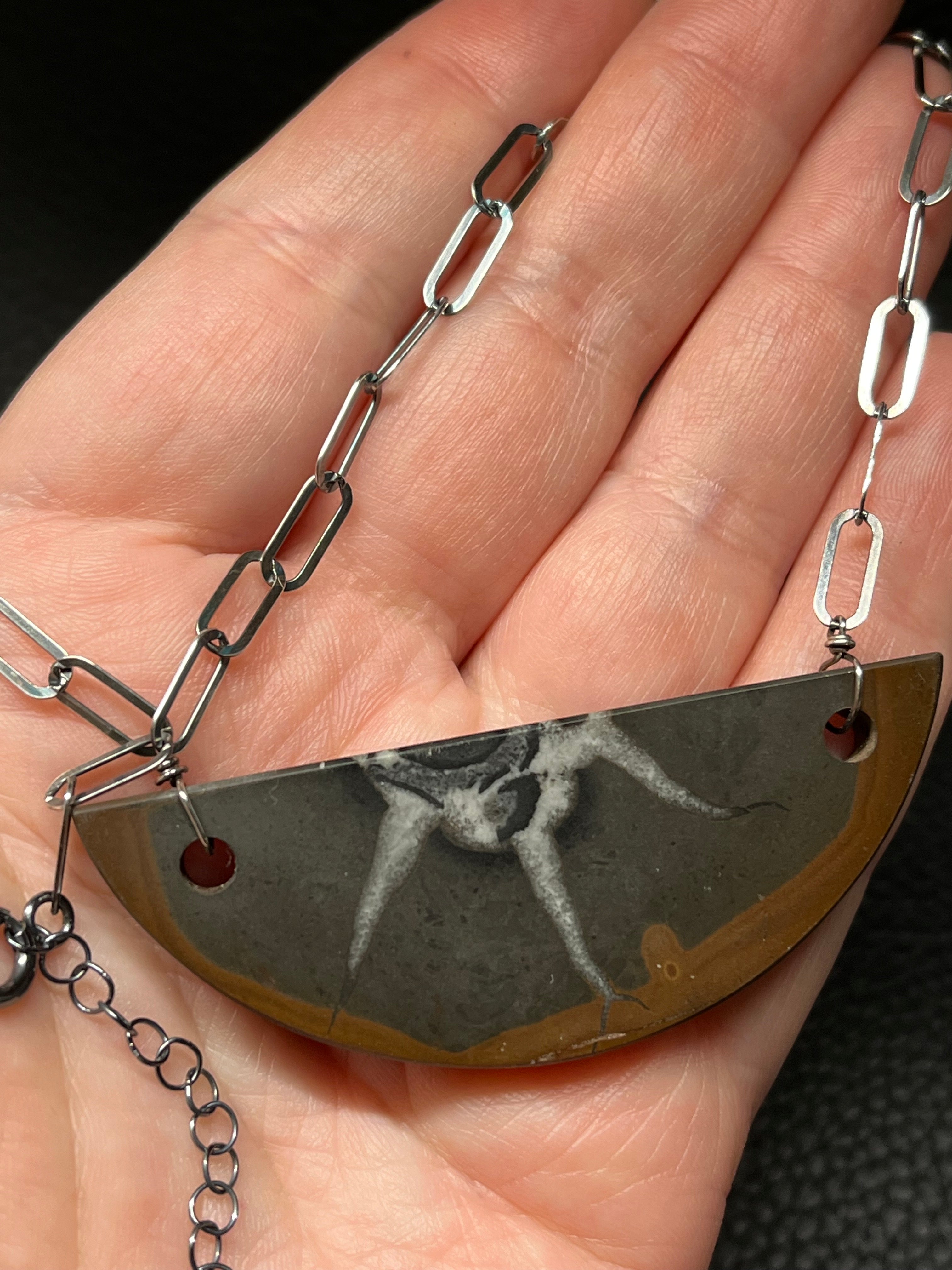 •AEON• septarian nodule + oxidized silver necklace (18"-20")