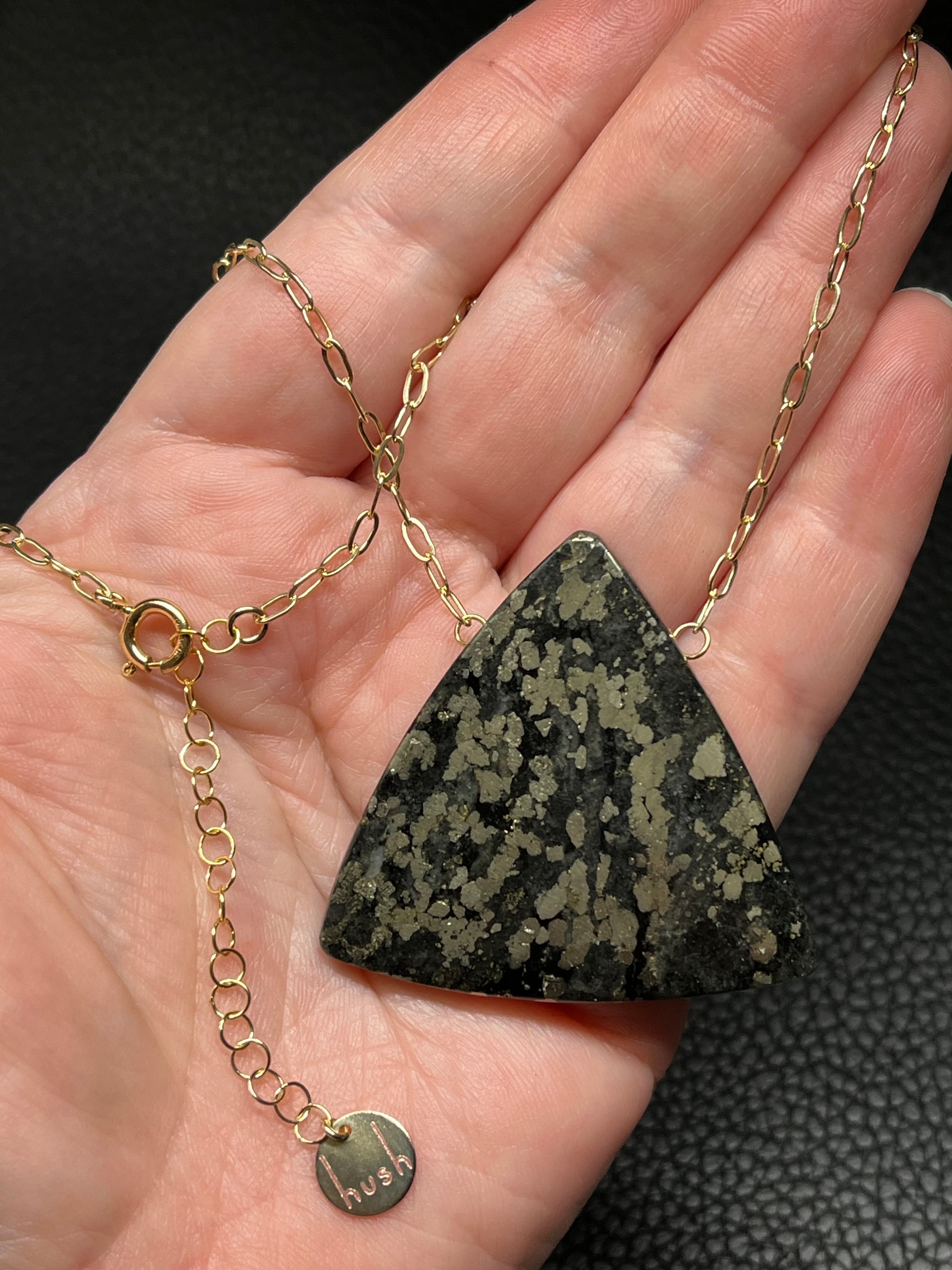 •AEON• apache gold (pyrite in schist) + gold necklace (18"-20")