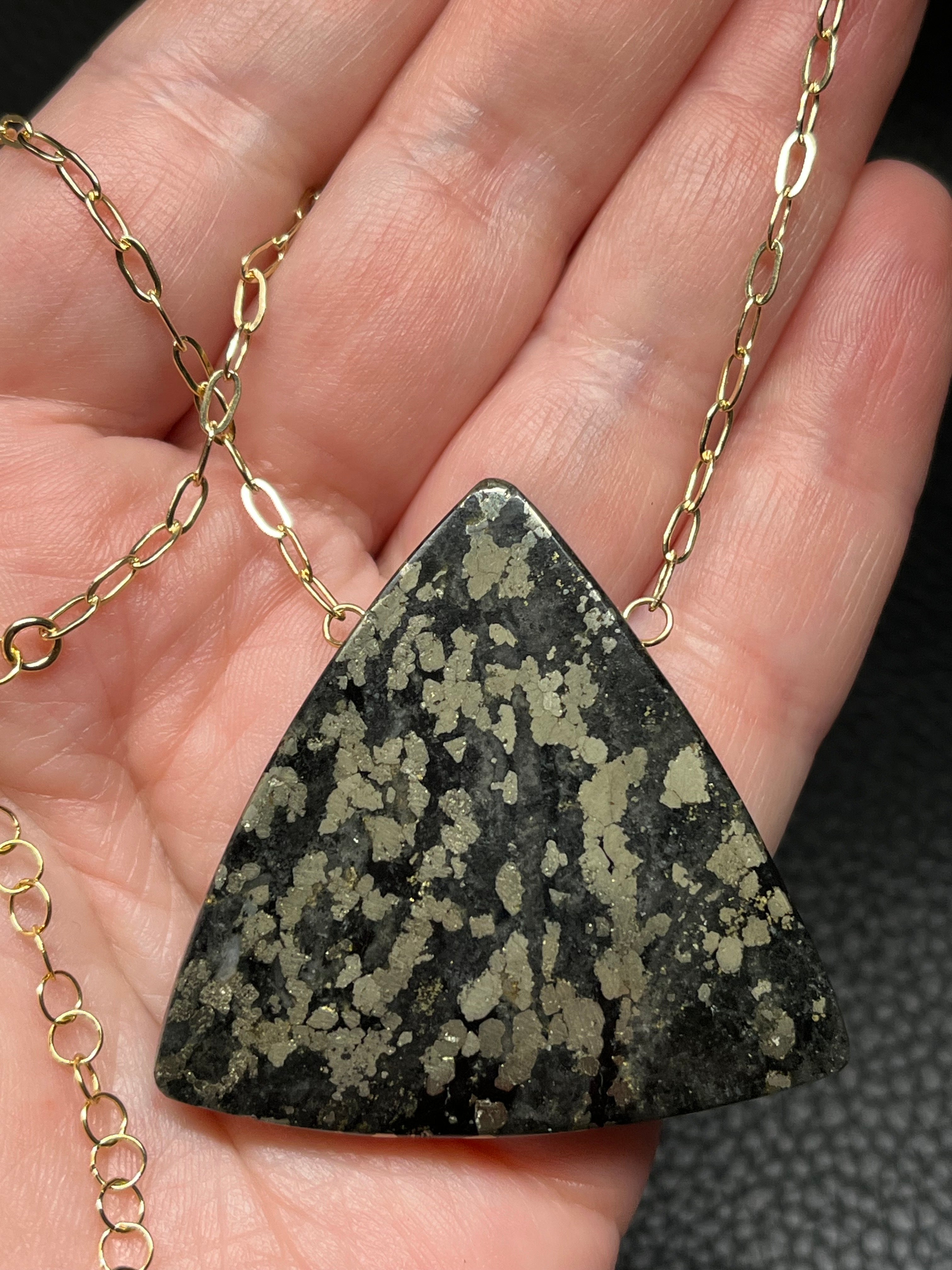 •AEON• apache gold (pyrite in schist) + gold necklace (18"-20")