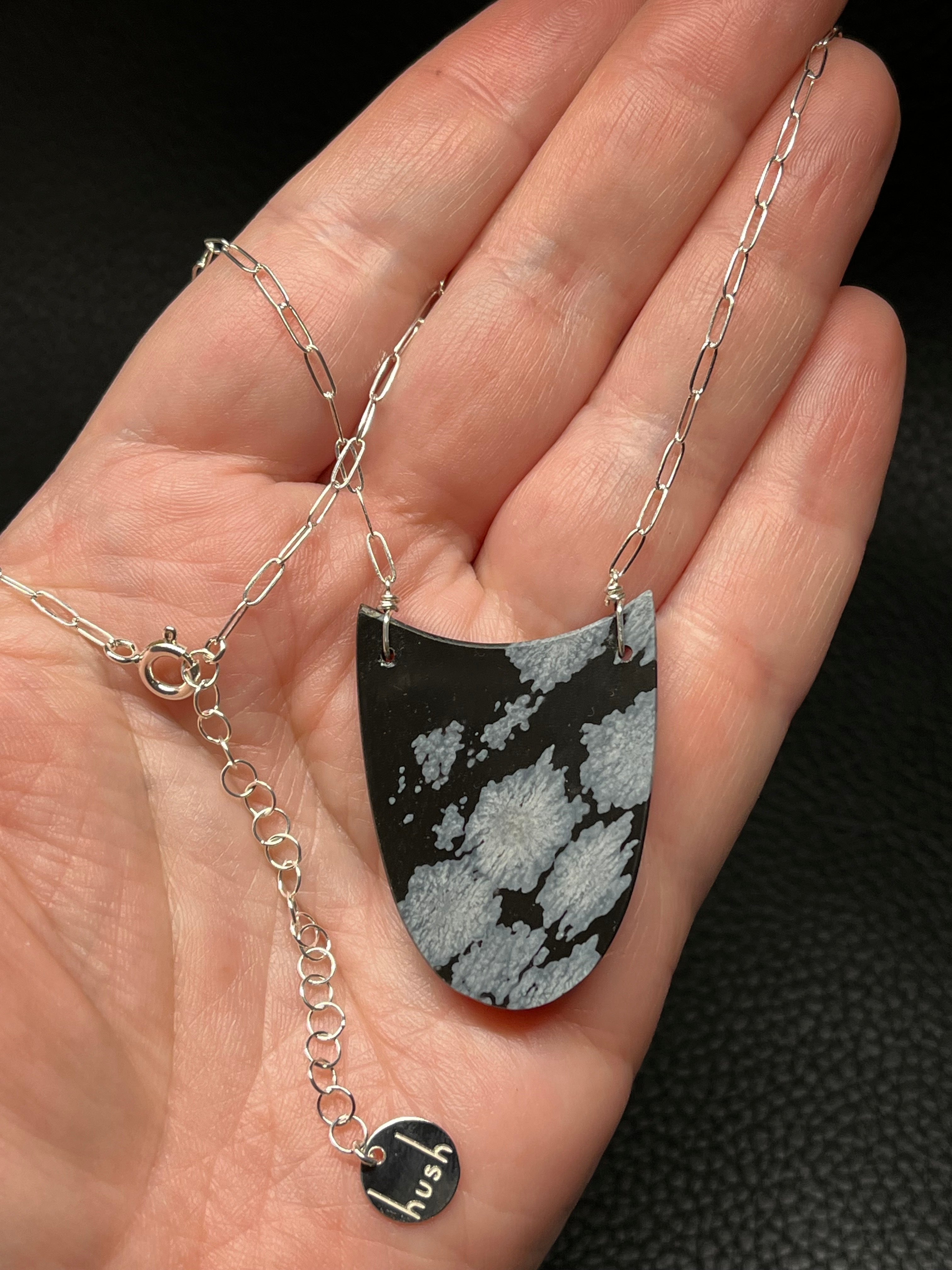 •AEON• snowflake obsidian + silver necklace (18"-20")