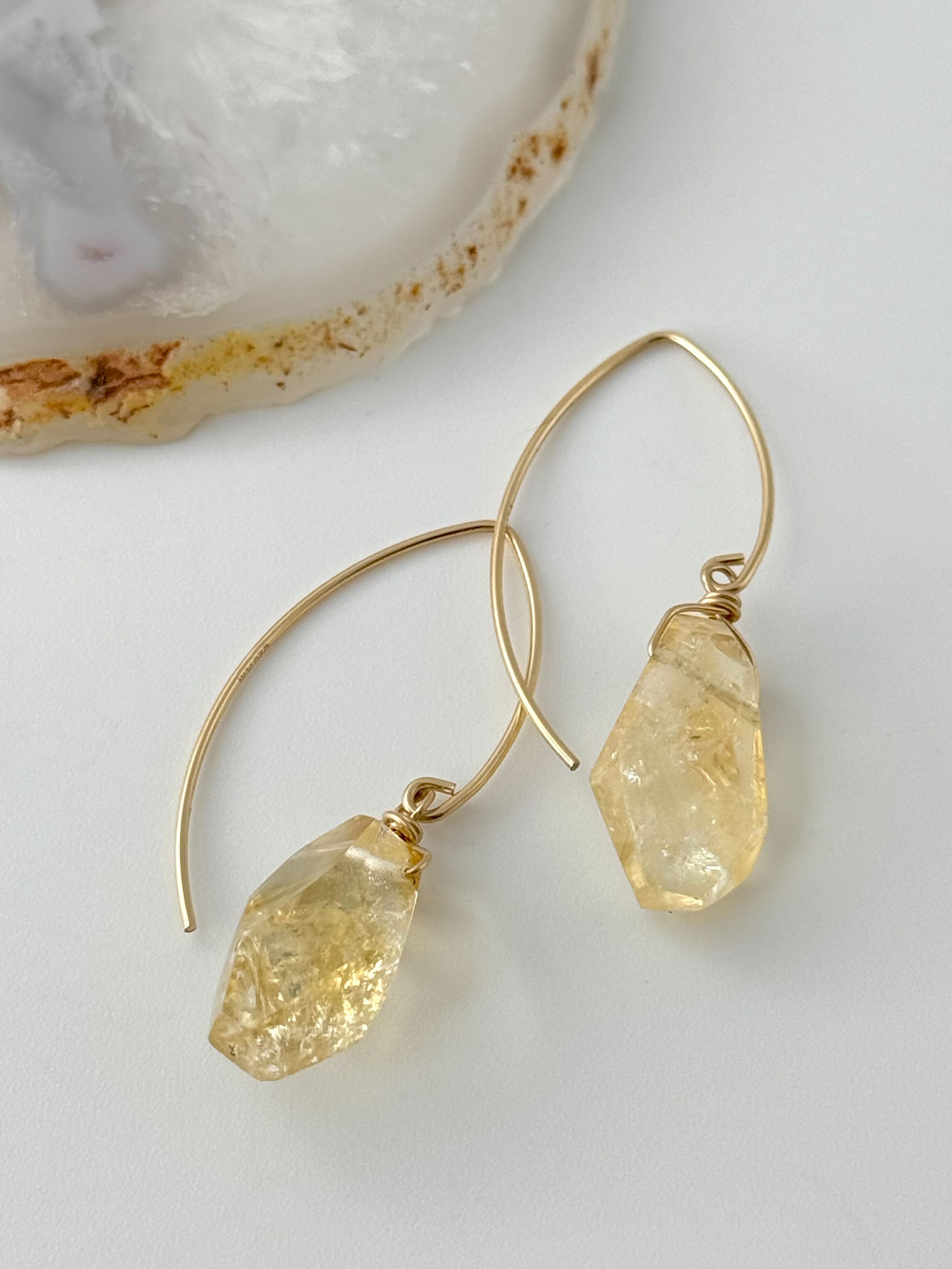 •STRAY• citrine + gold dangle earrings