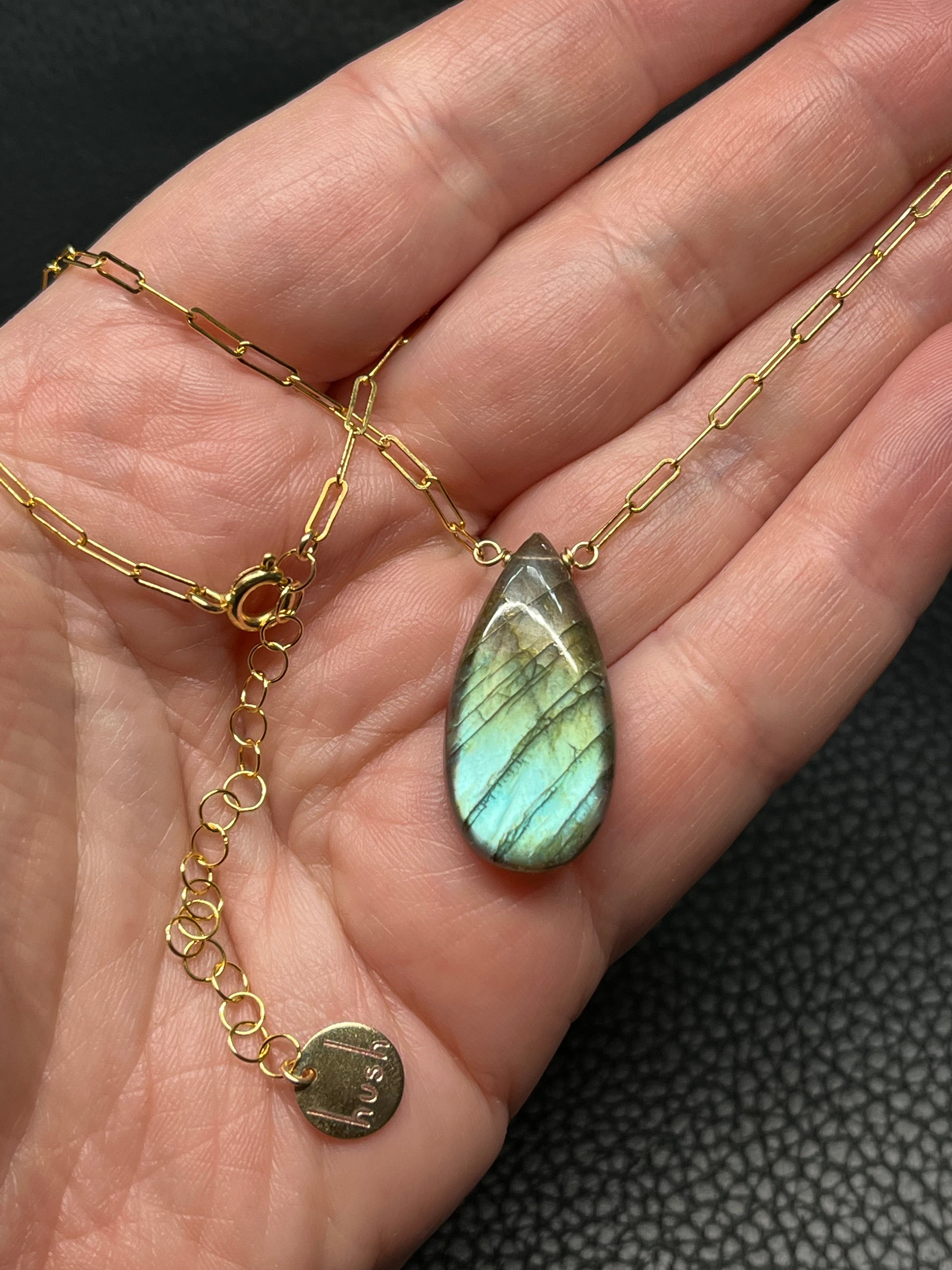 •AEON• labradorite + gold necklace (16"-18")