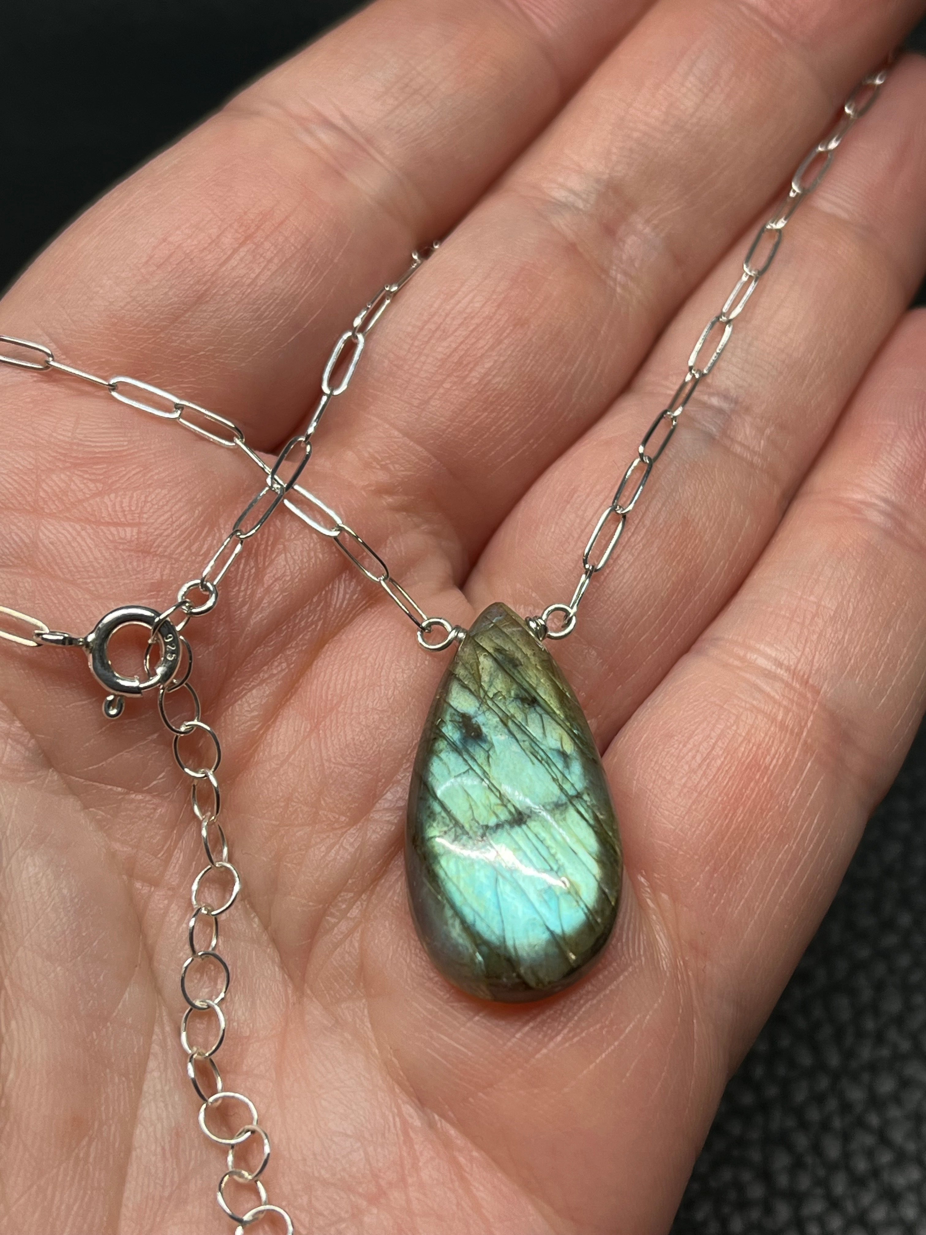 •AEON• labradorite + silver necklace (16"-18")