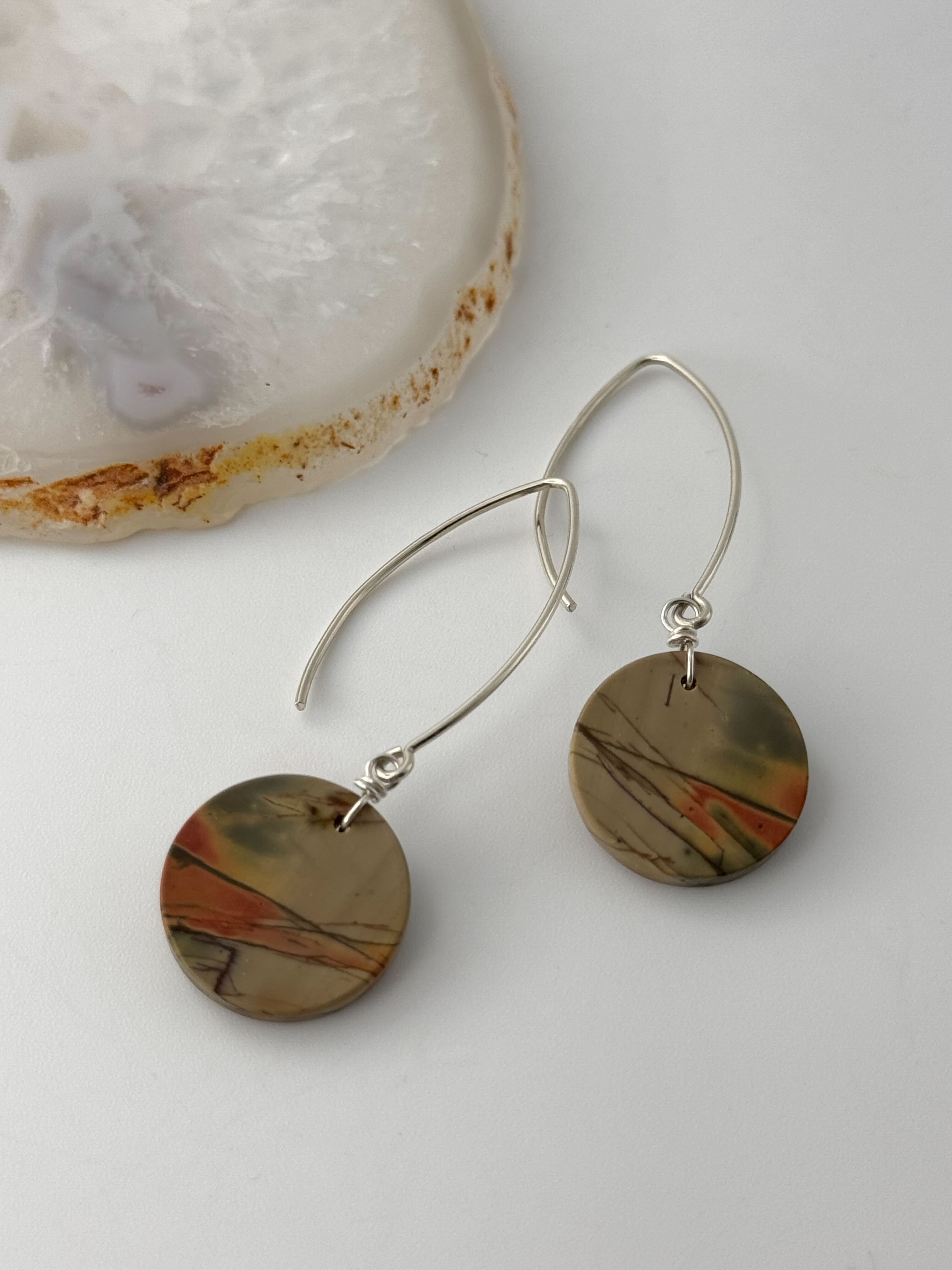 •STRAY• red creek jasper + silver dangle earrings