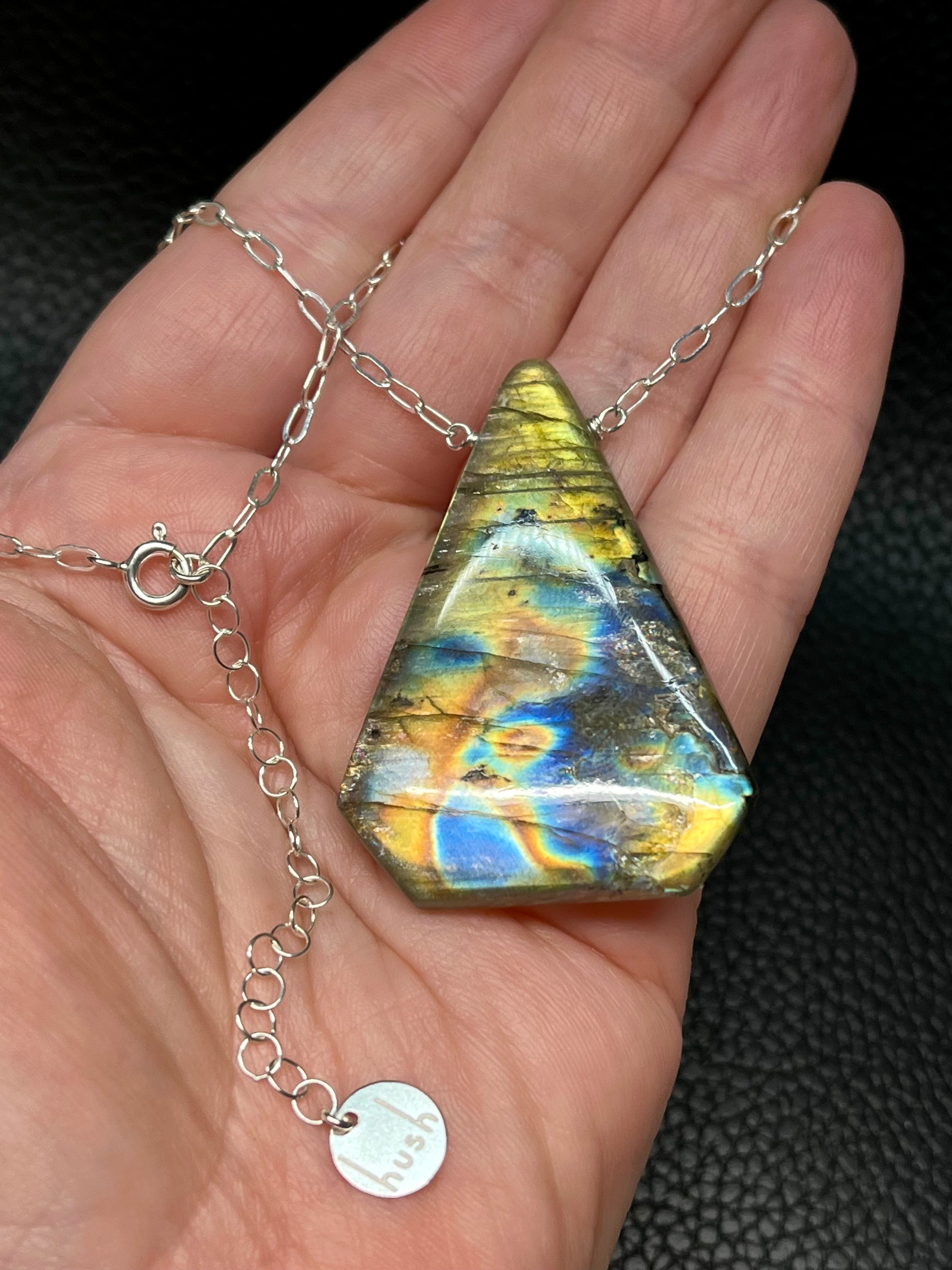 •AEON• labradorite freeform + silver necklace (18"-20")