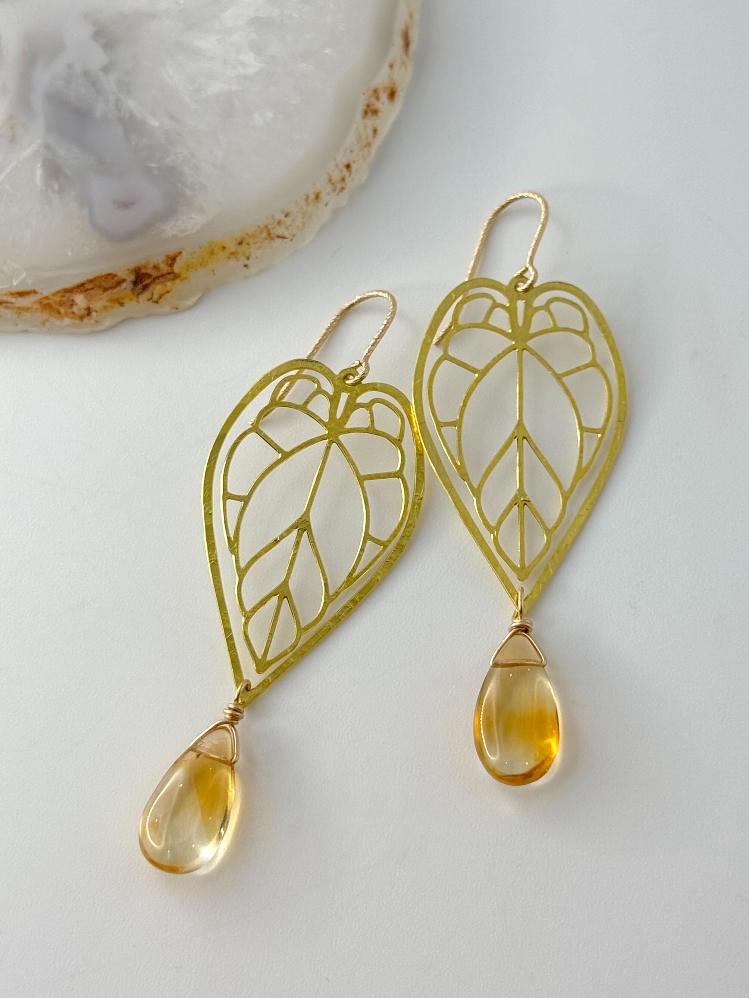 •PHILO• citrine + gold dangle earrings