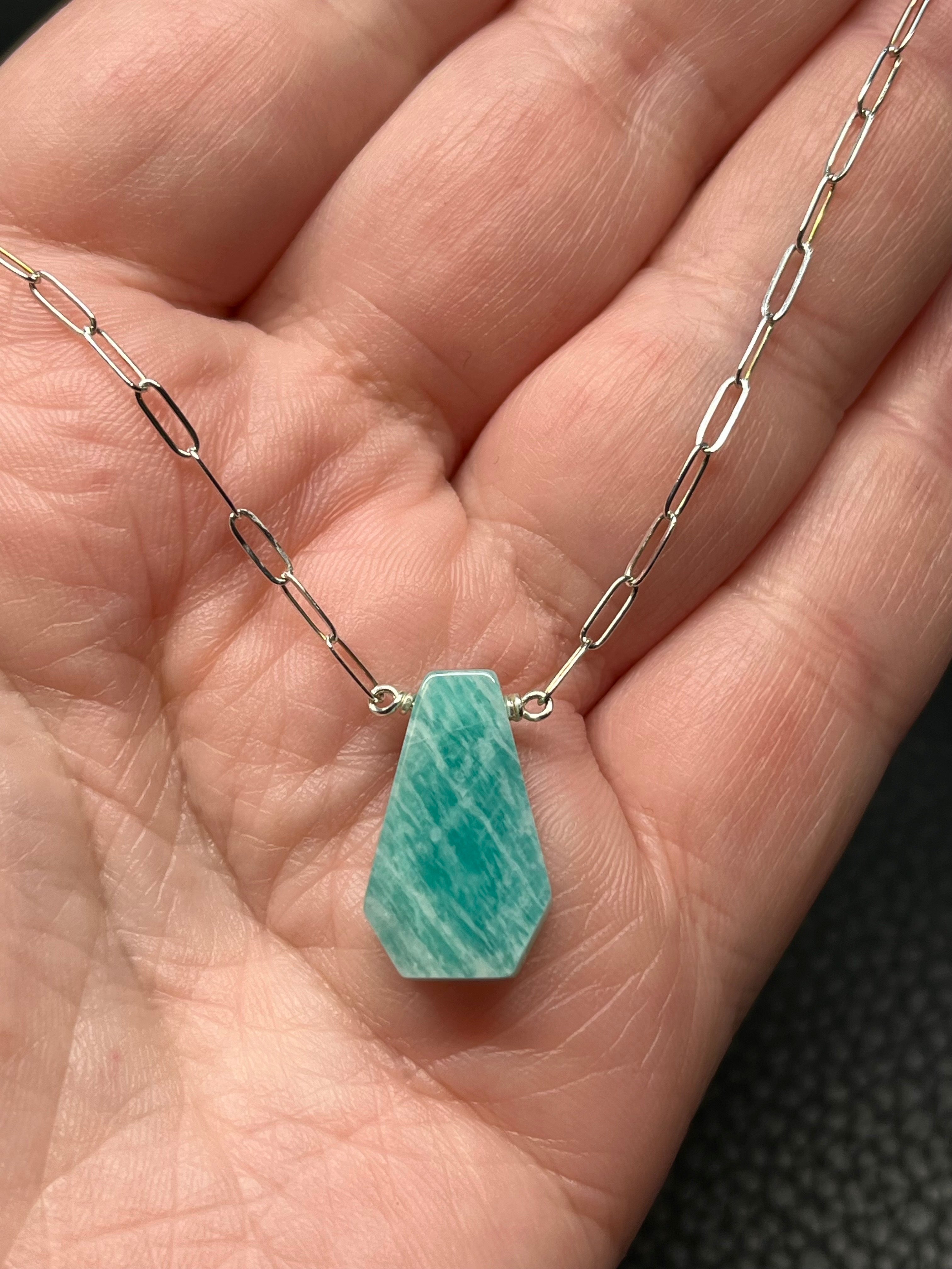 •AEON• amazonite + silver necklace (16"-18")