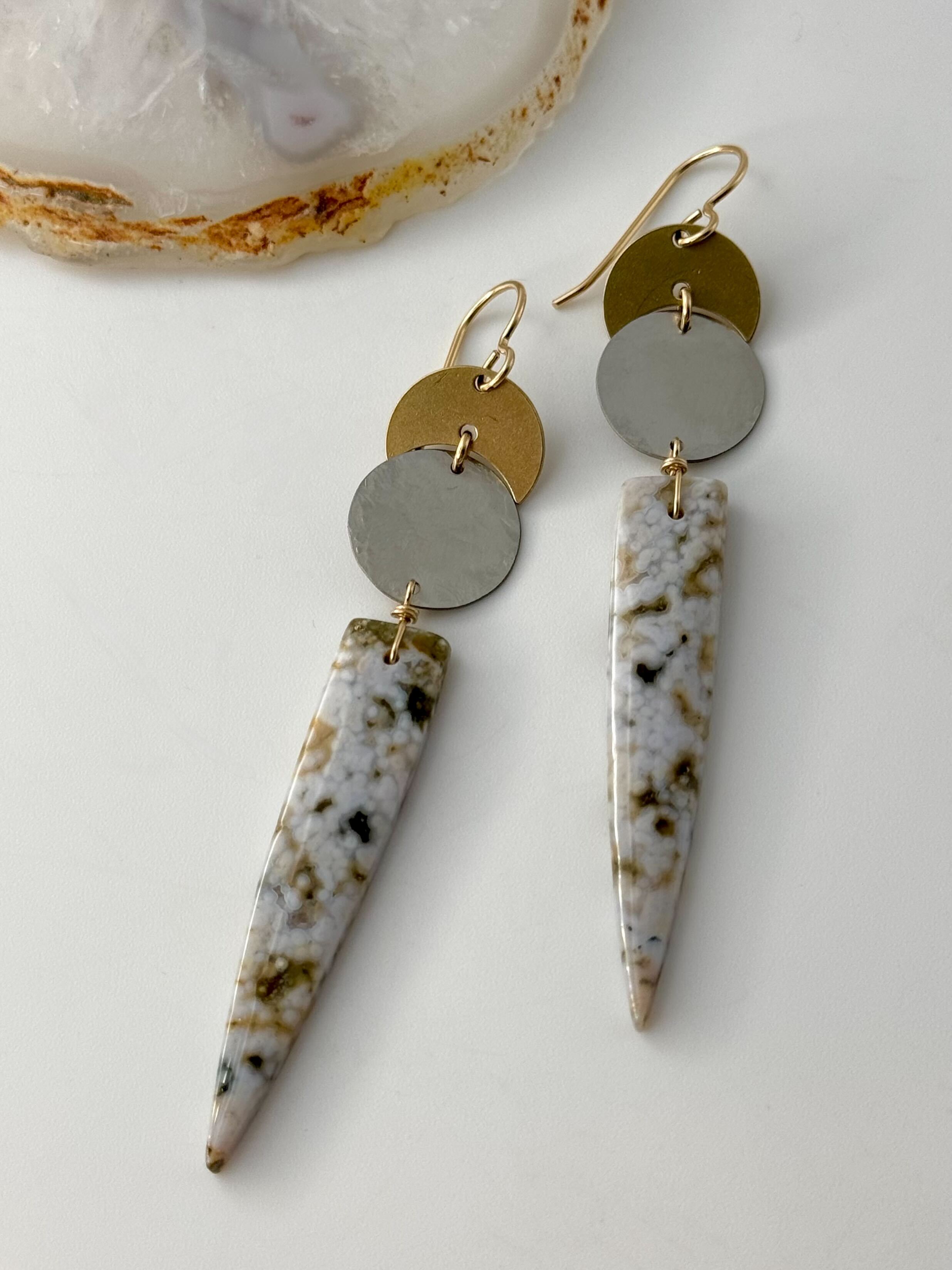 •NYX• ocean jasper + mixed metal dangle earrings