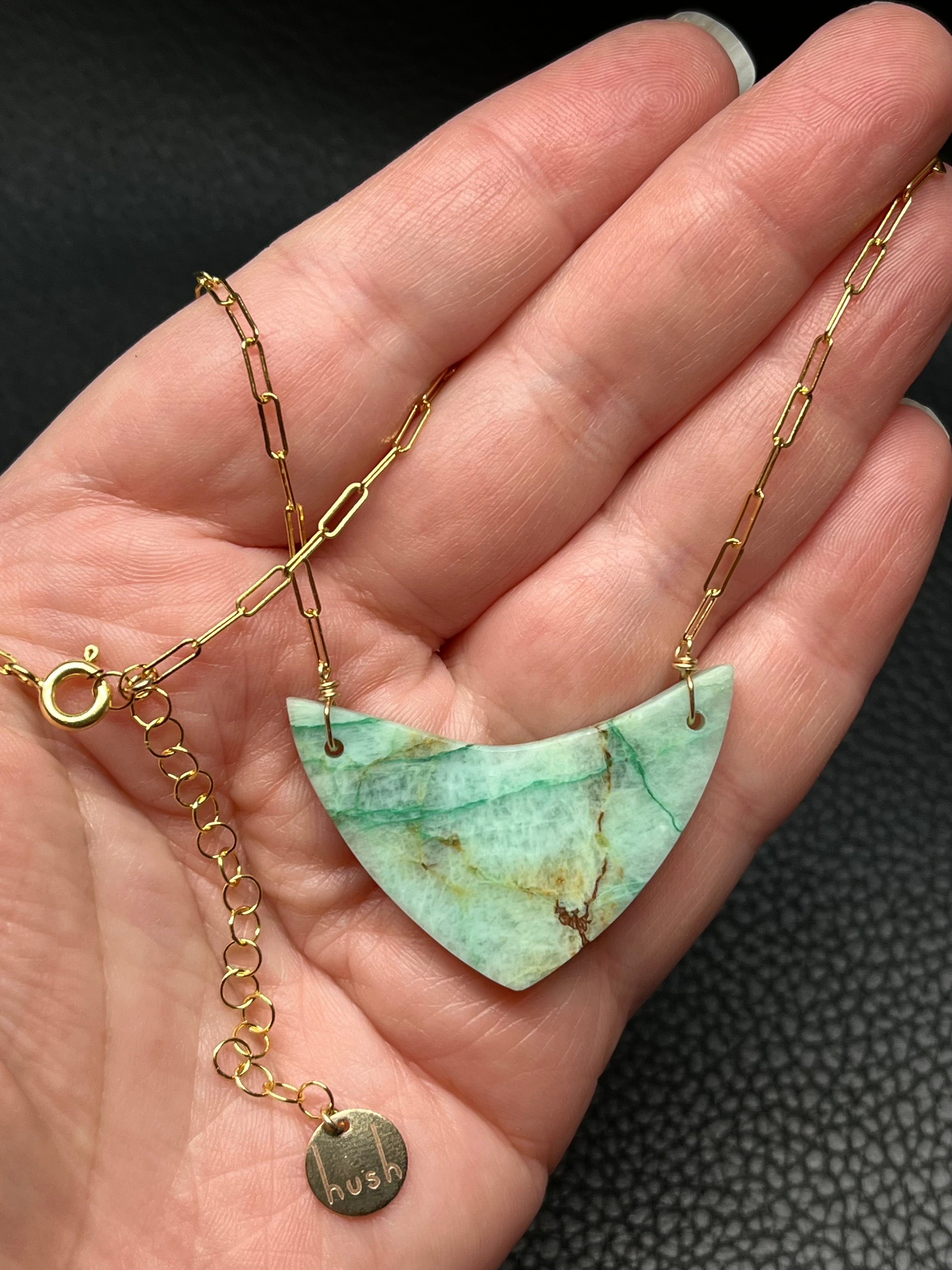 •AEON• chrysoprase + gold necklace (18"-20")