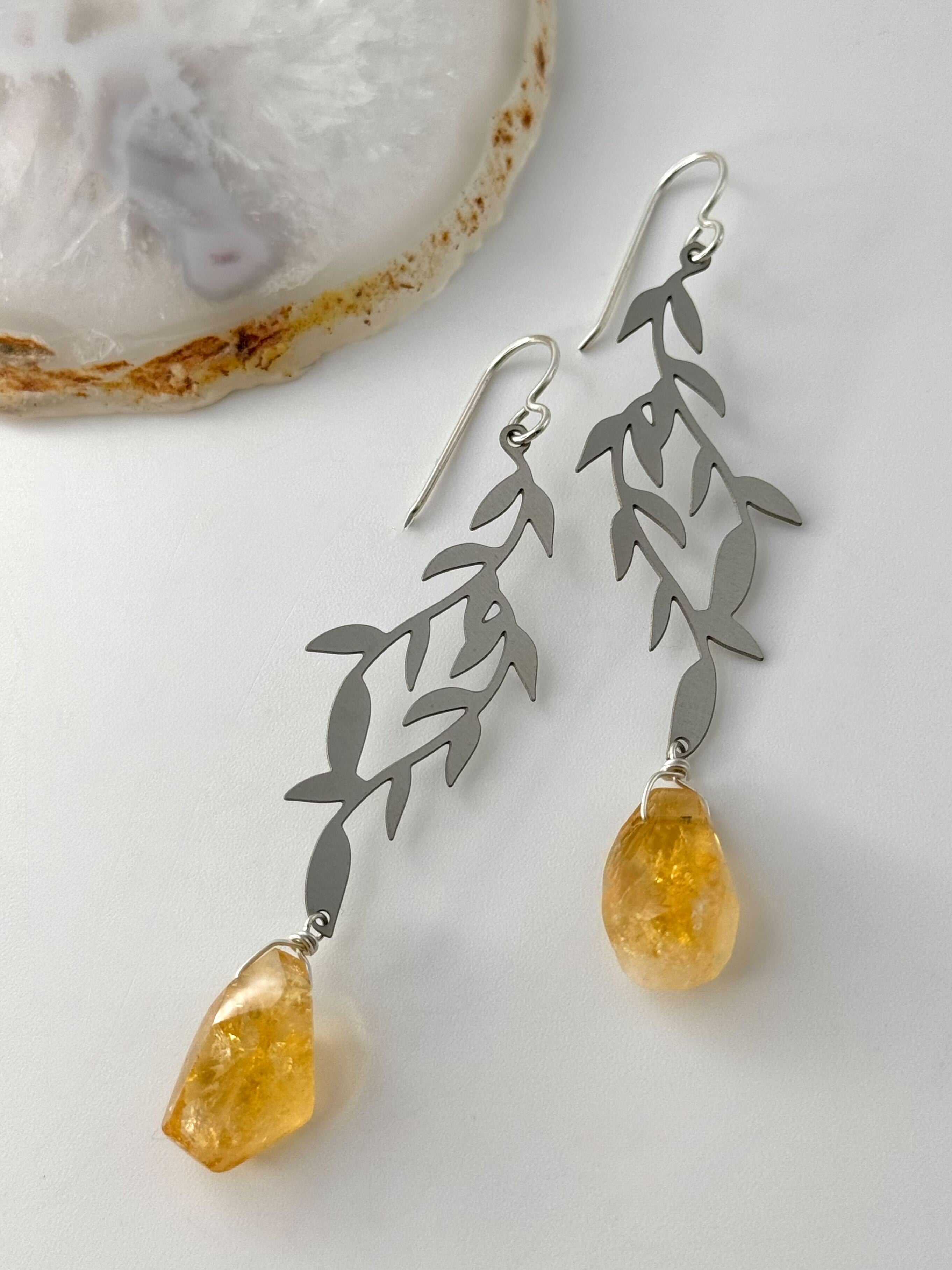 •WILLOW• citrine + silver dangle earrings