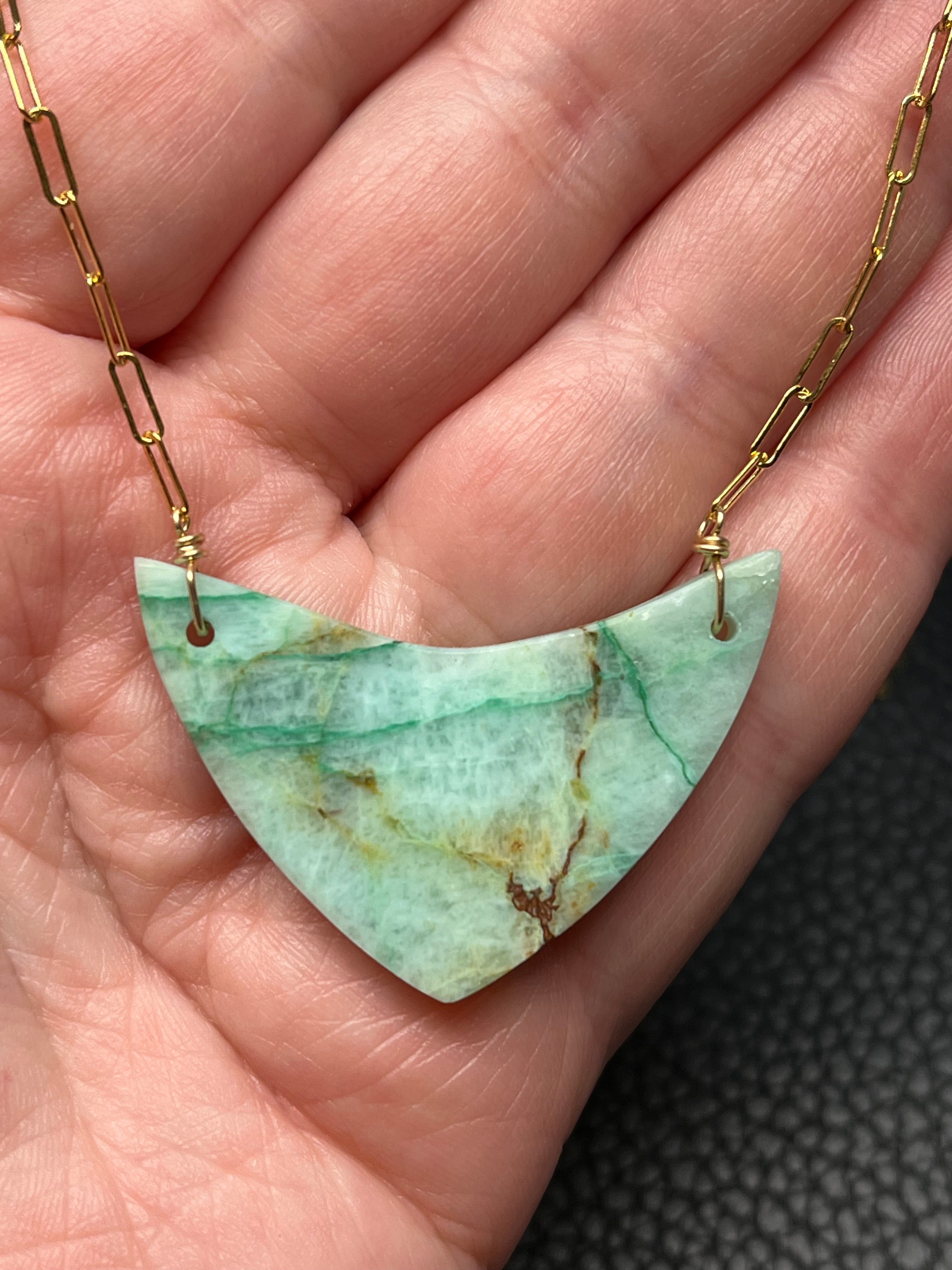 •AEON• chrysoprase + gold necklace (18"-20")