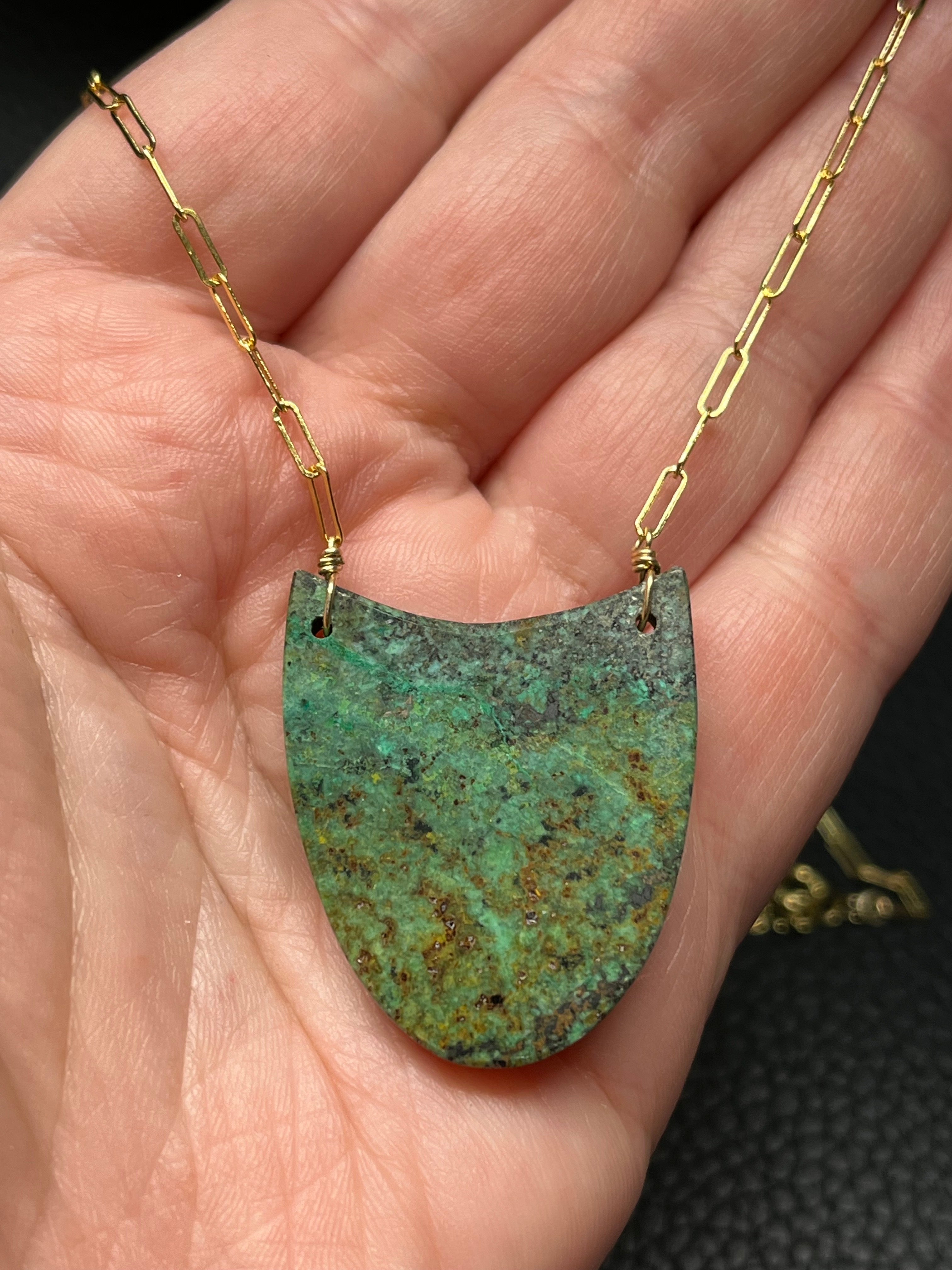 •AEON• african turquoise + gold necklace (16"-18")