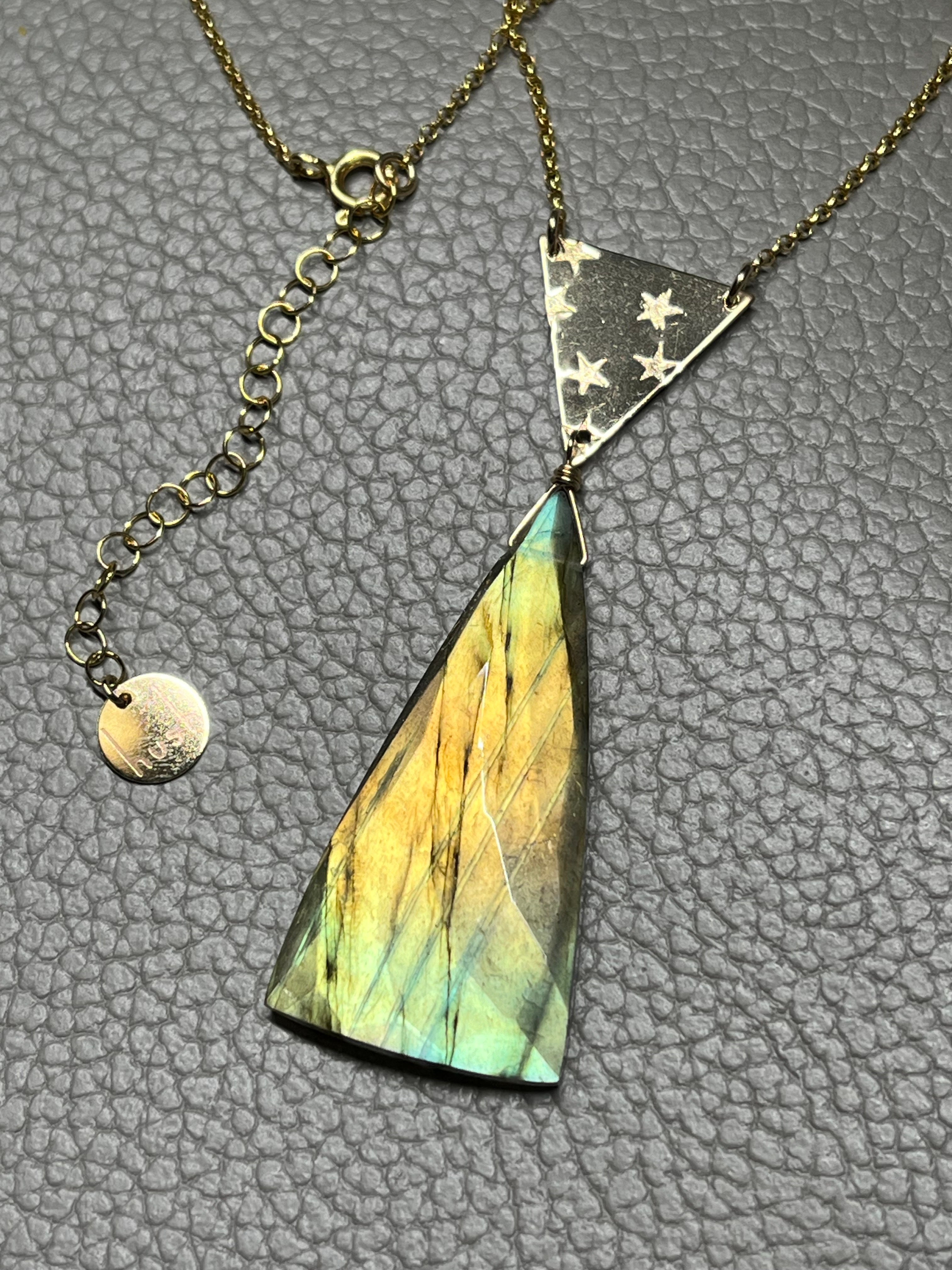 •NYX• labradorite + triangle + gold necklace (16"-18")